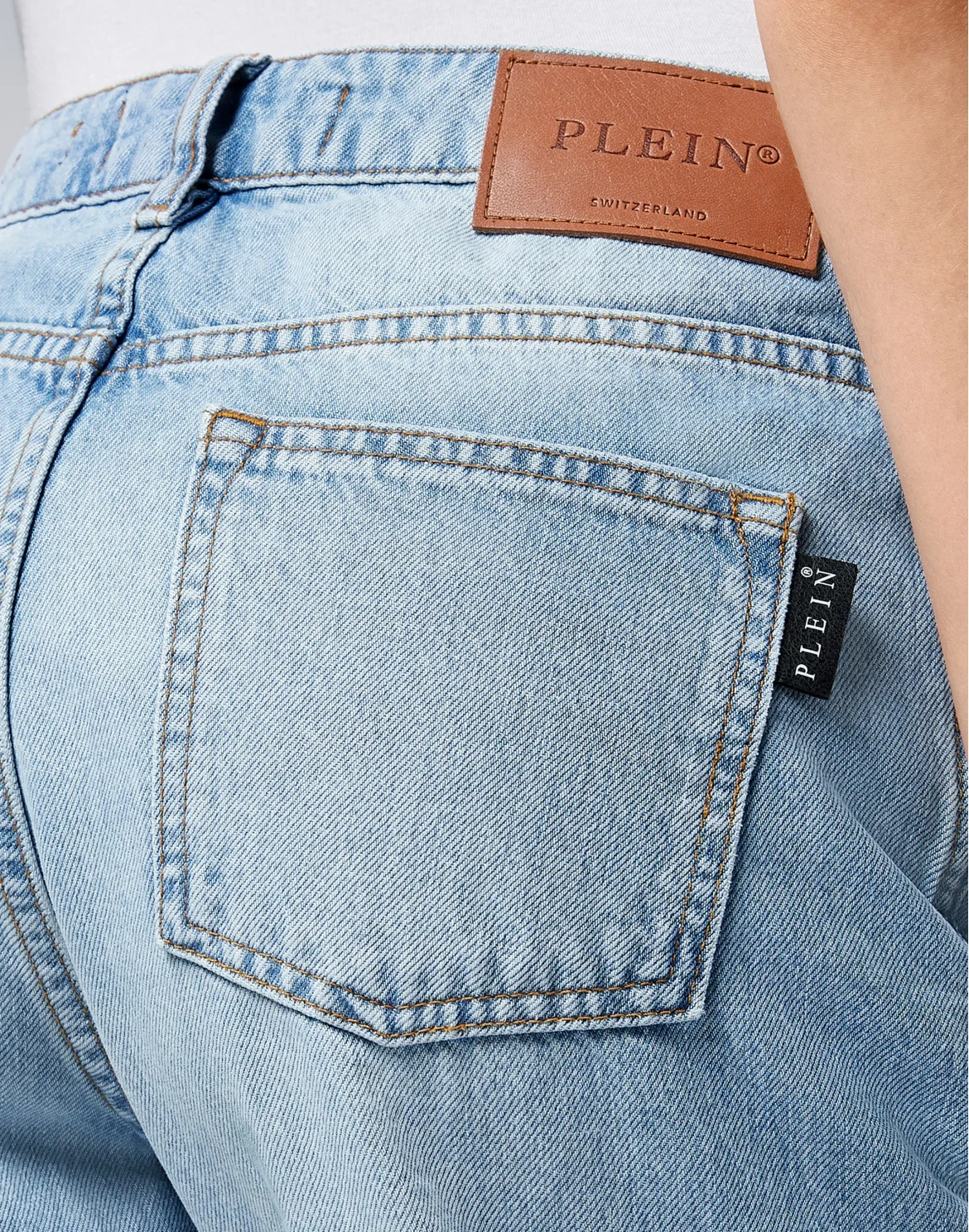 Denim Trousers Loose Fit Iconic Plein, цвет: Голубой
