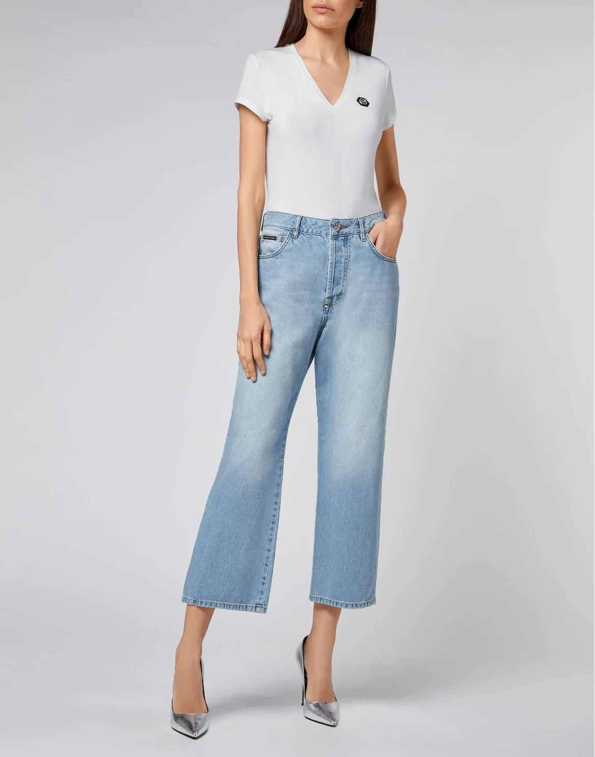 Denim Trousers Loose Fit Iconic Plein, цвет: Голубой