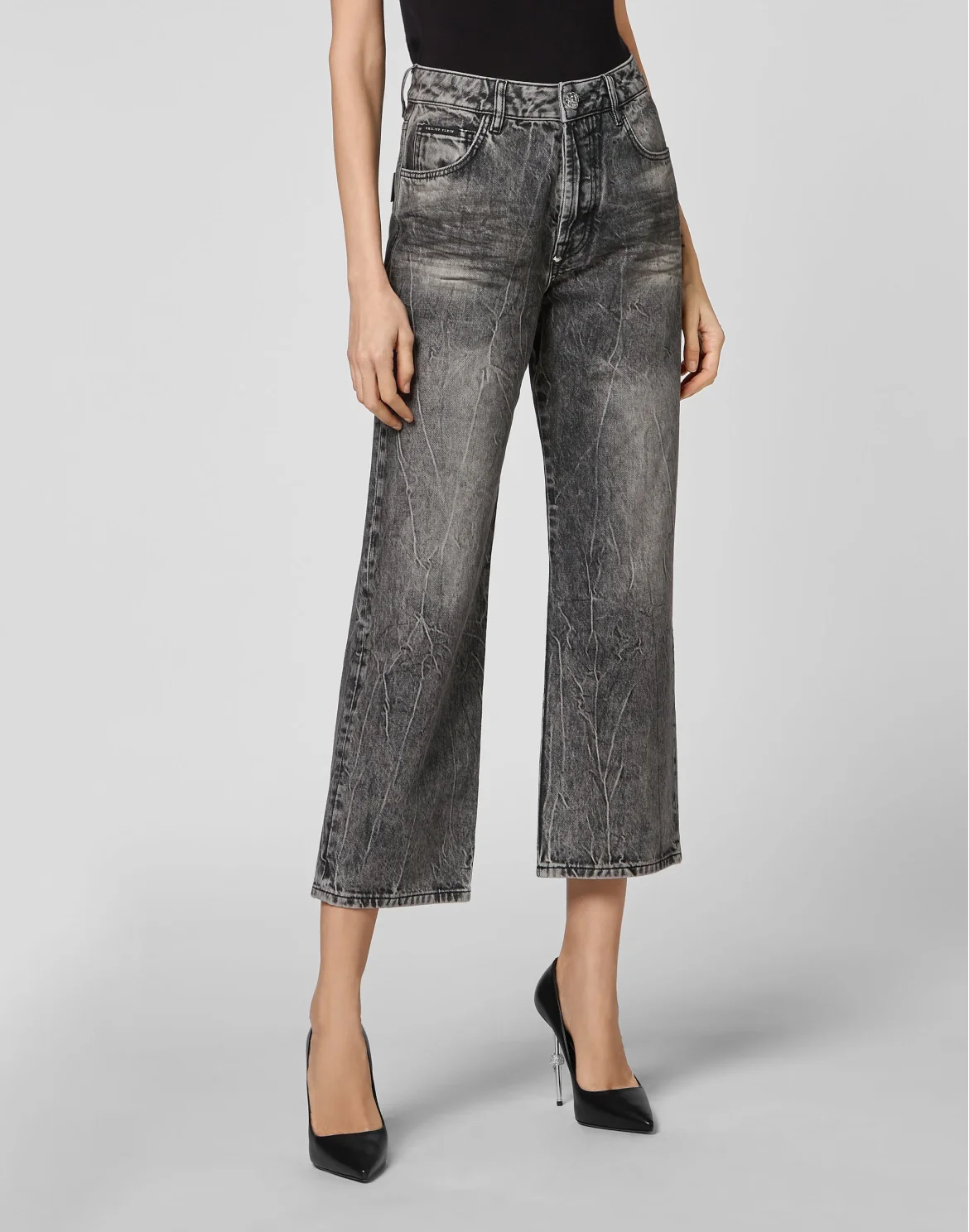Denim Trousers Loose Fit Iconic Plein, цвет: Черный