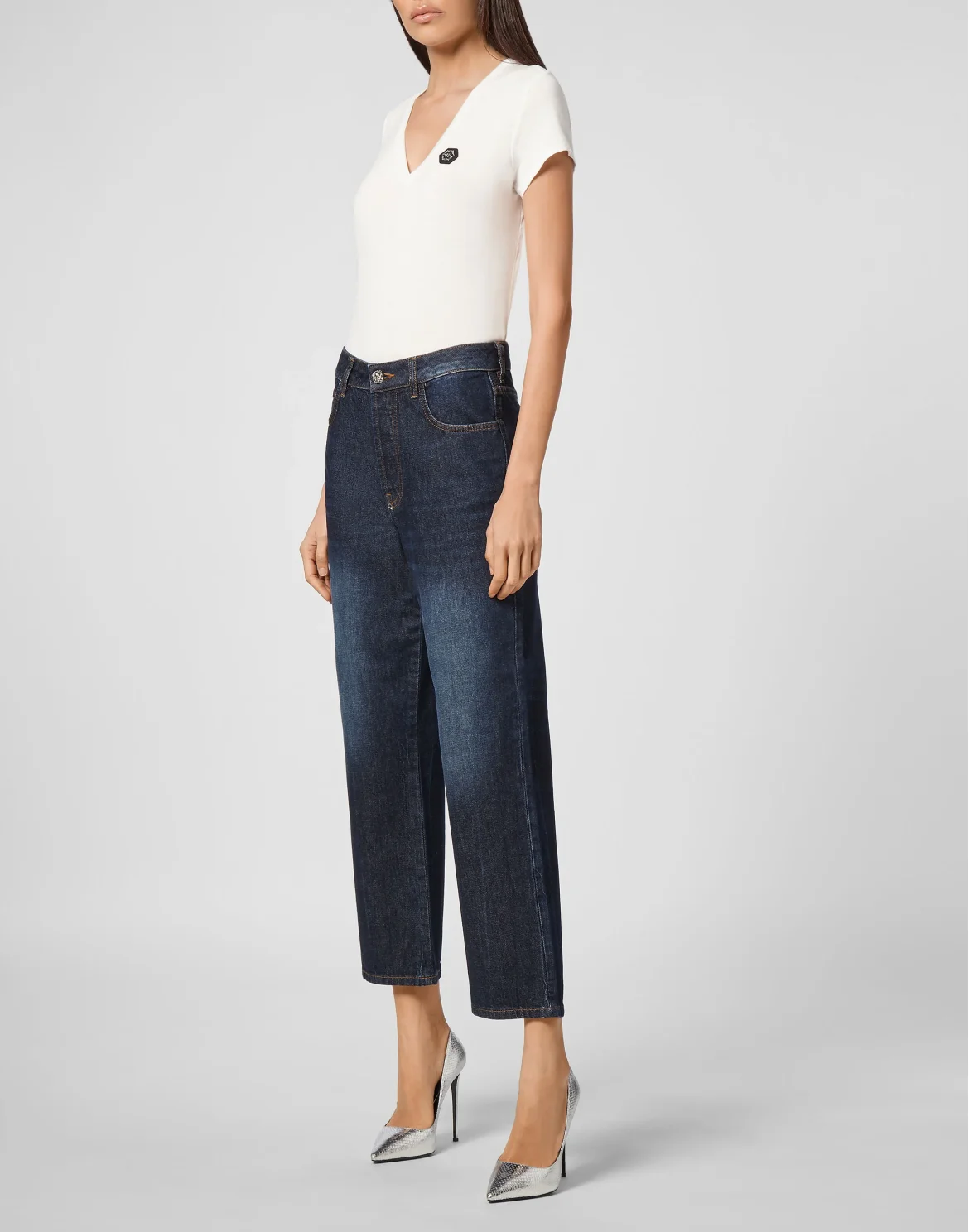 Denim Trousers Loose Fit Iconic Plein, цвет: Синий