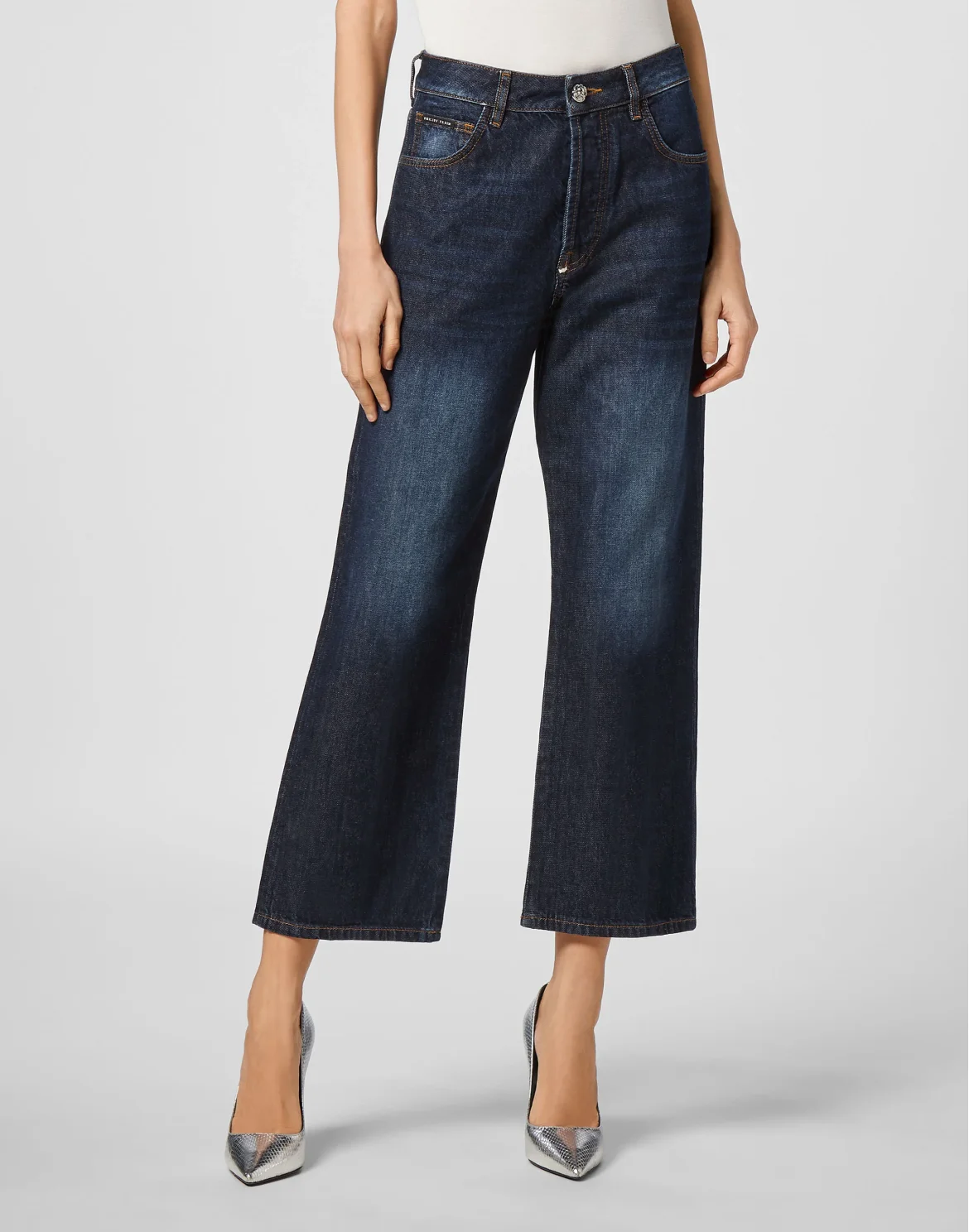 Denim Trousers Loose Fit Iconic Plein, цвет: Синий