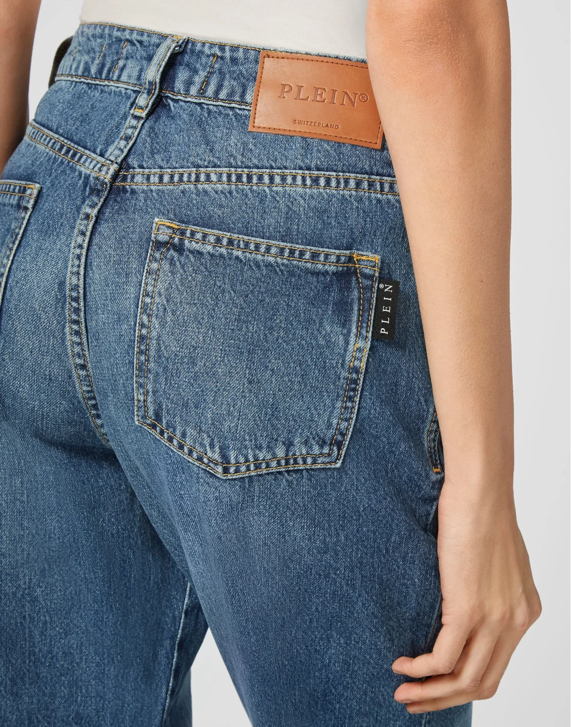 Denim Trousers Loose Fit Iconic Plein, цвет: Синий