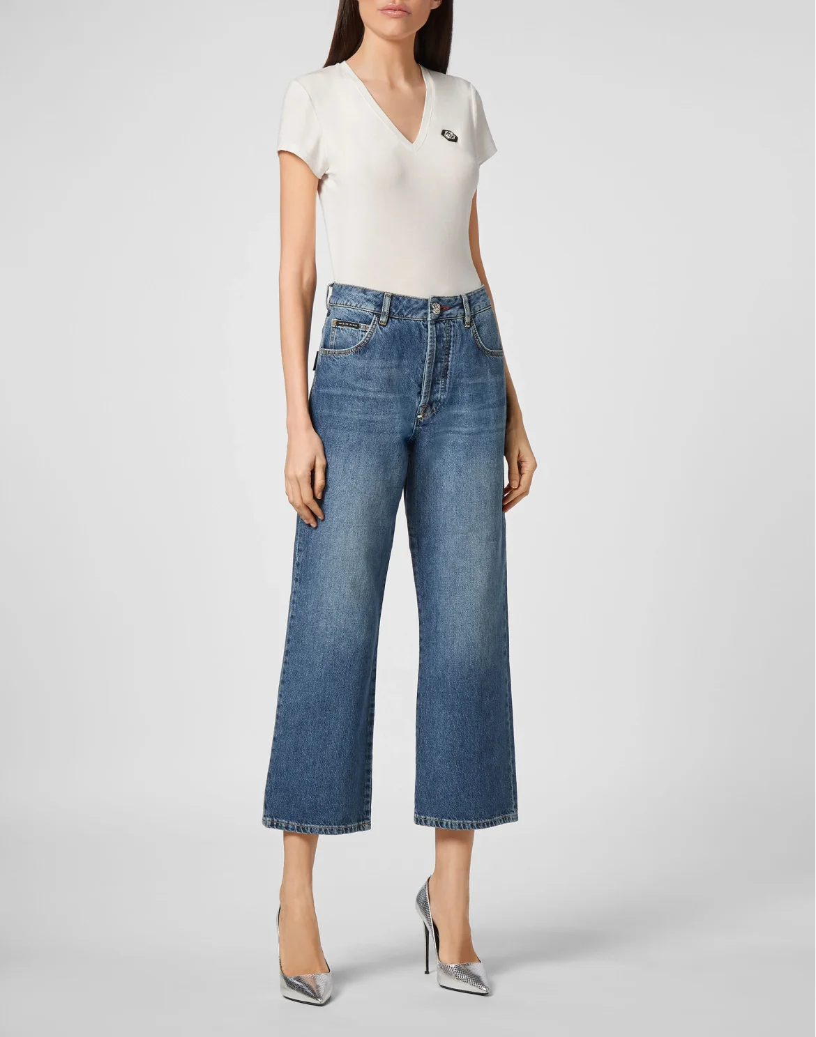 Denim Trousers Loose Fit Iconic Plein, цвет: Синий