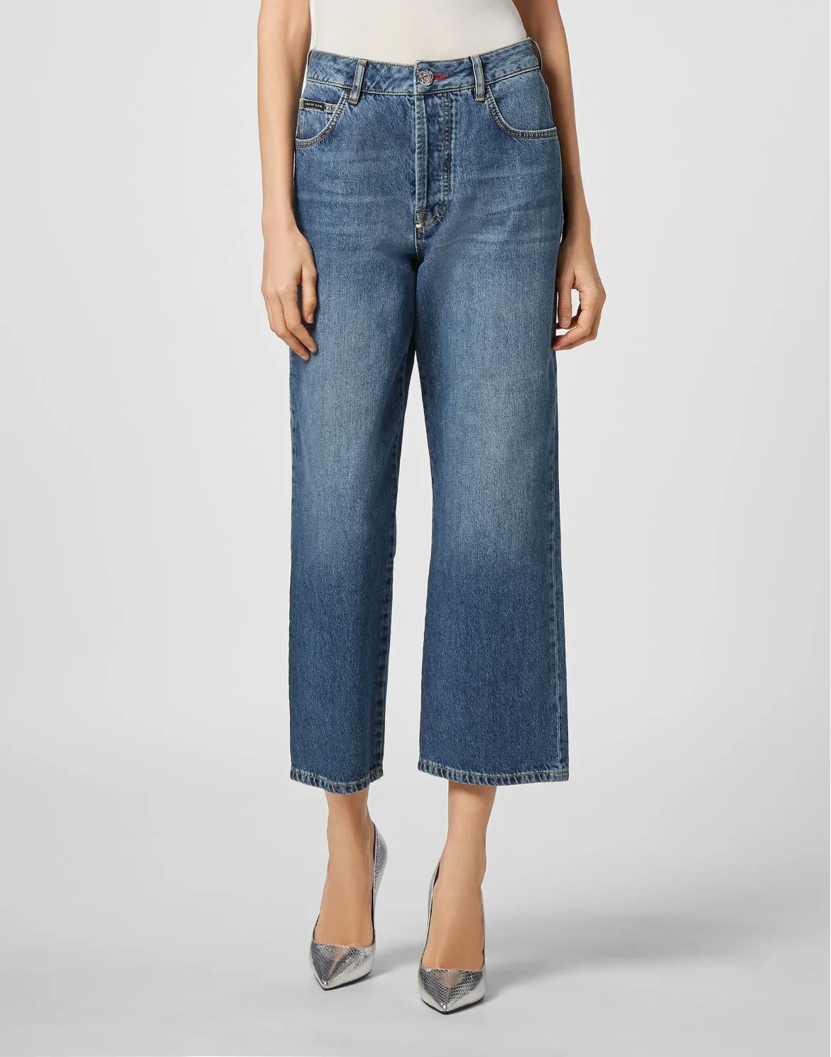Denim Trousers Loose Fit Iconic Plein, цвет: Синий