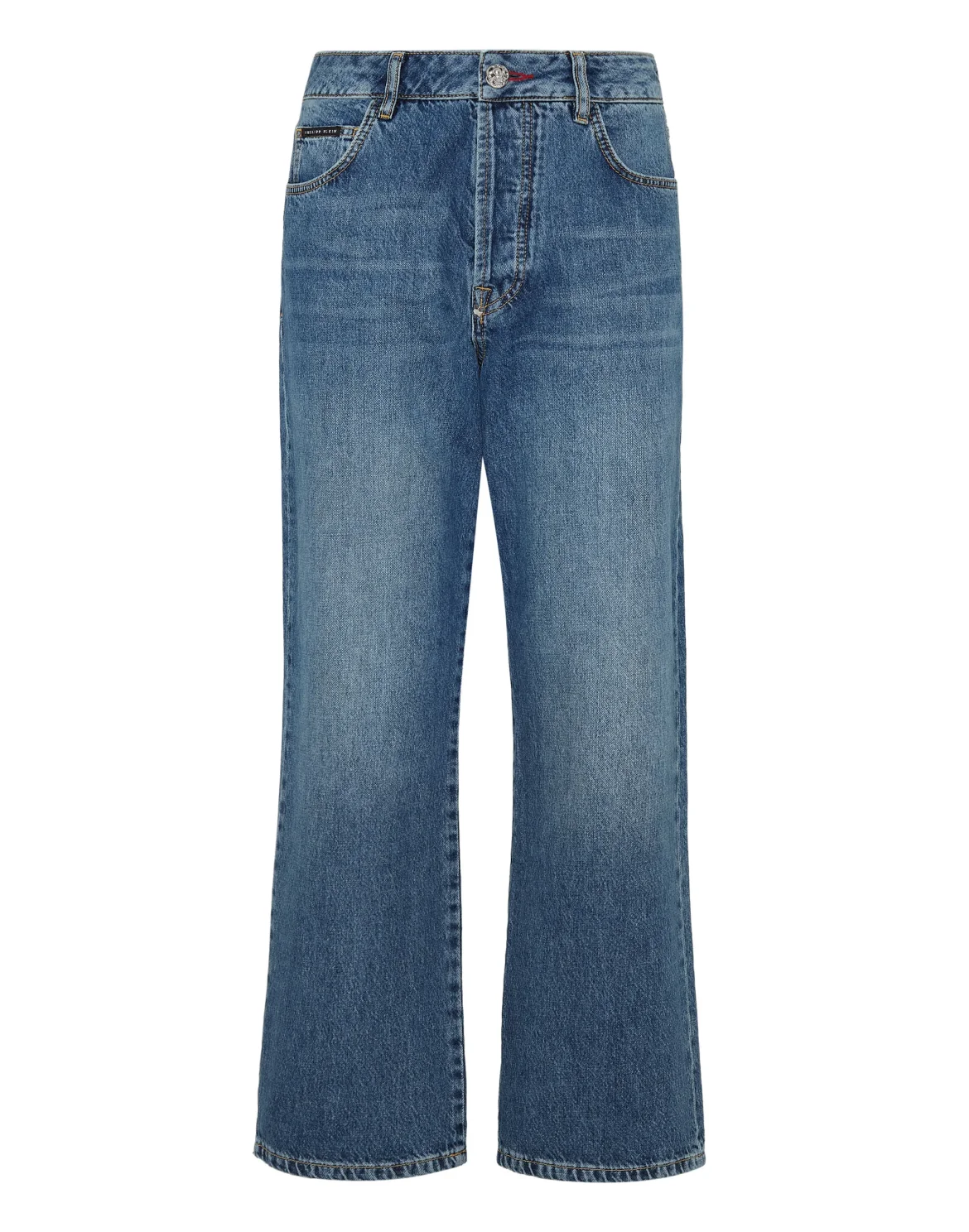 Denim Trousers Loose Fit Iconic Plein, цвет: Синий