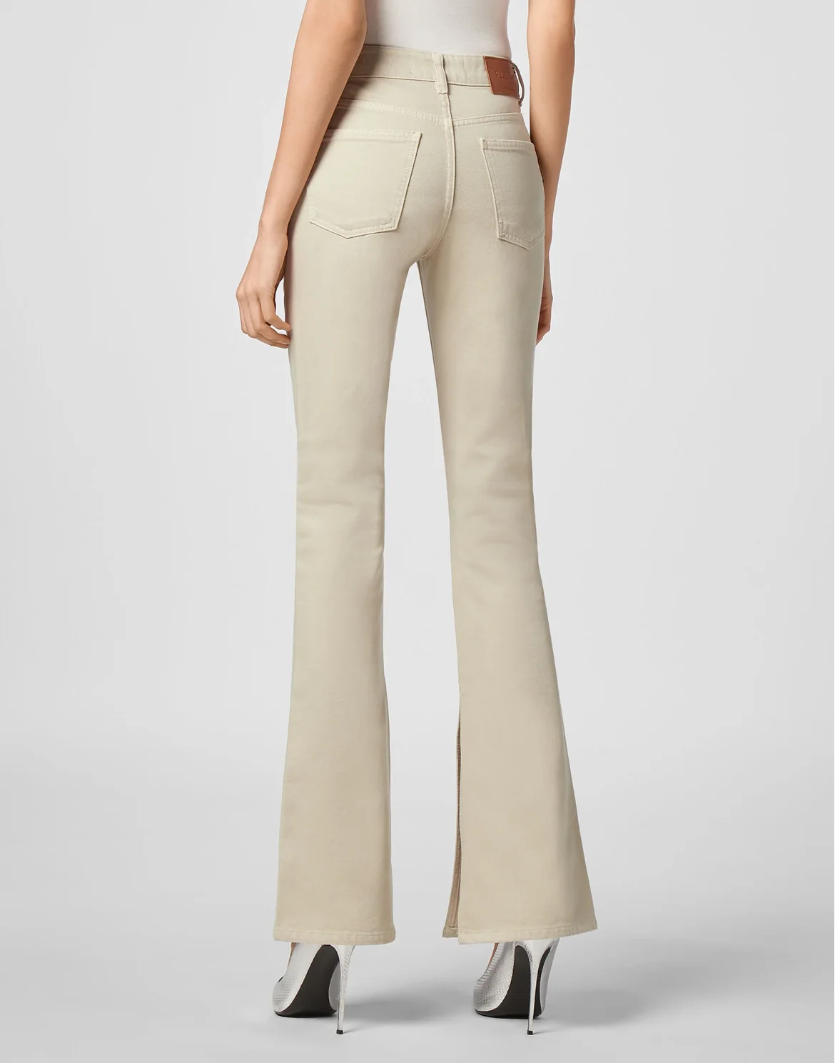 Denim Trousers Flare Fit Iconic Plein, цвет: Бежевый