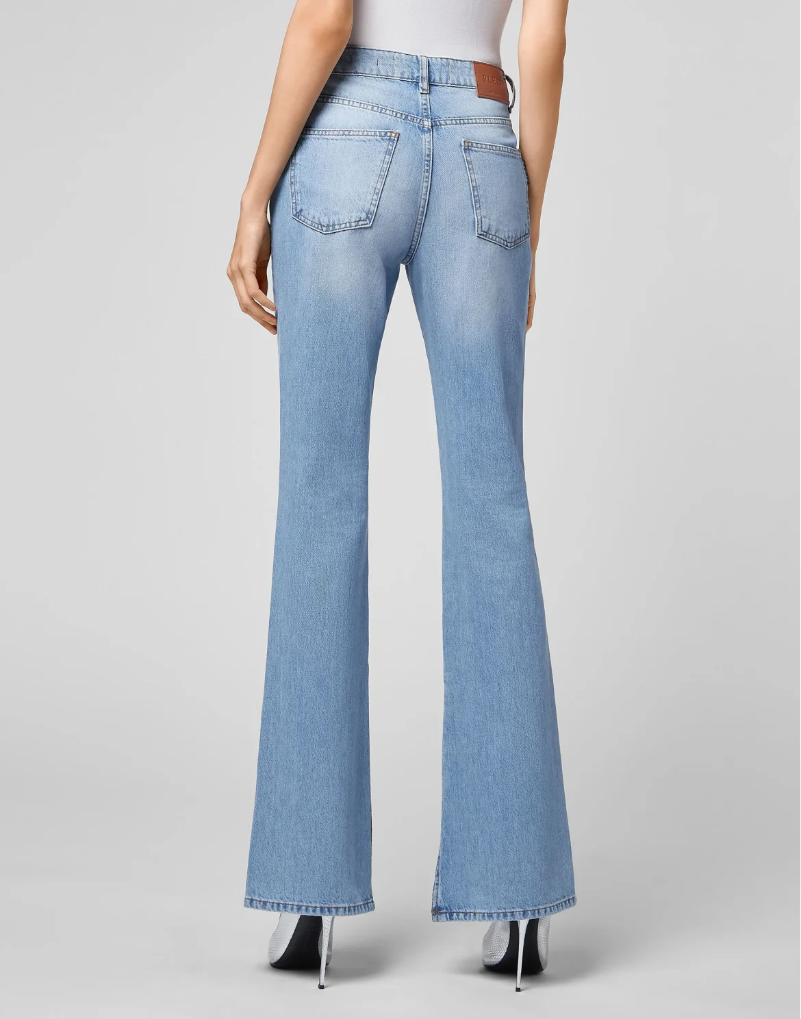 Denim Trousers Flare Fit Iconic Plein, цвет: Голубой