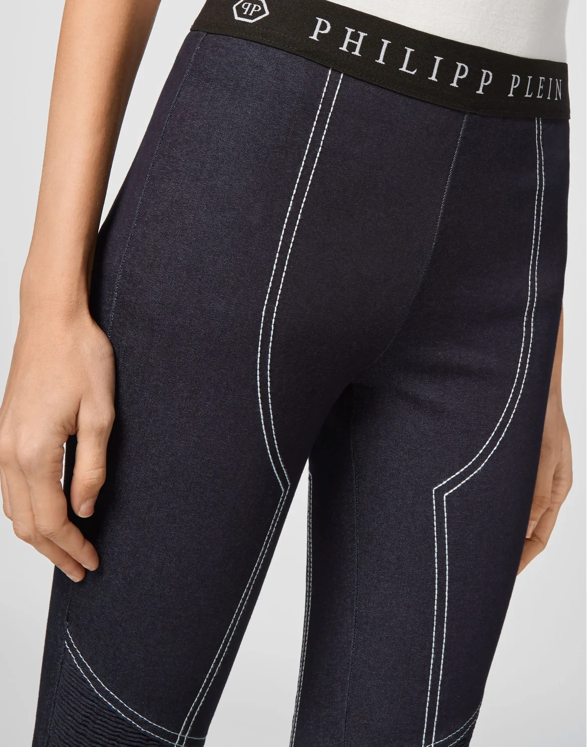 Denim Super High Waist Leggings Philipp Plein TM, цвет: Синий