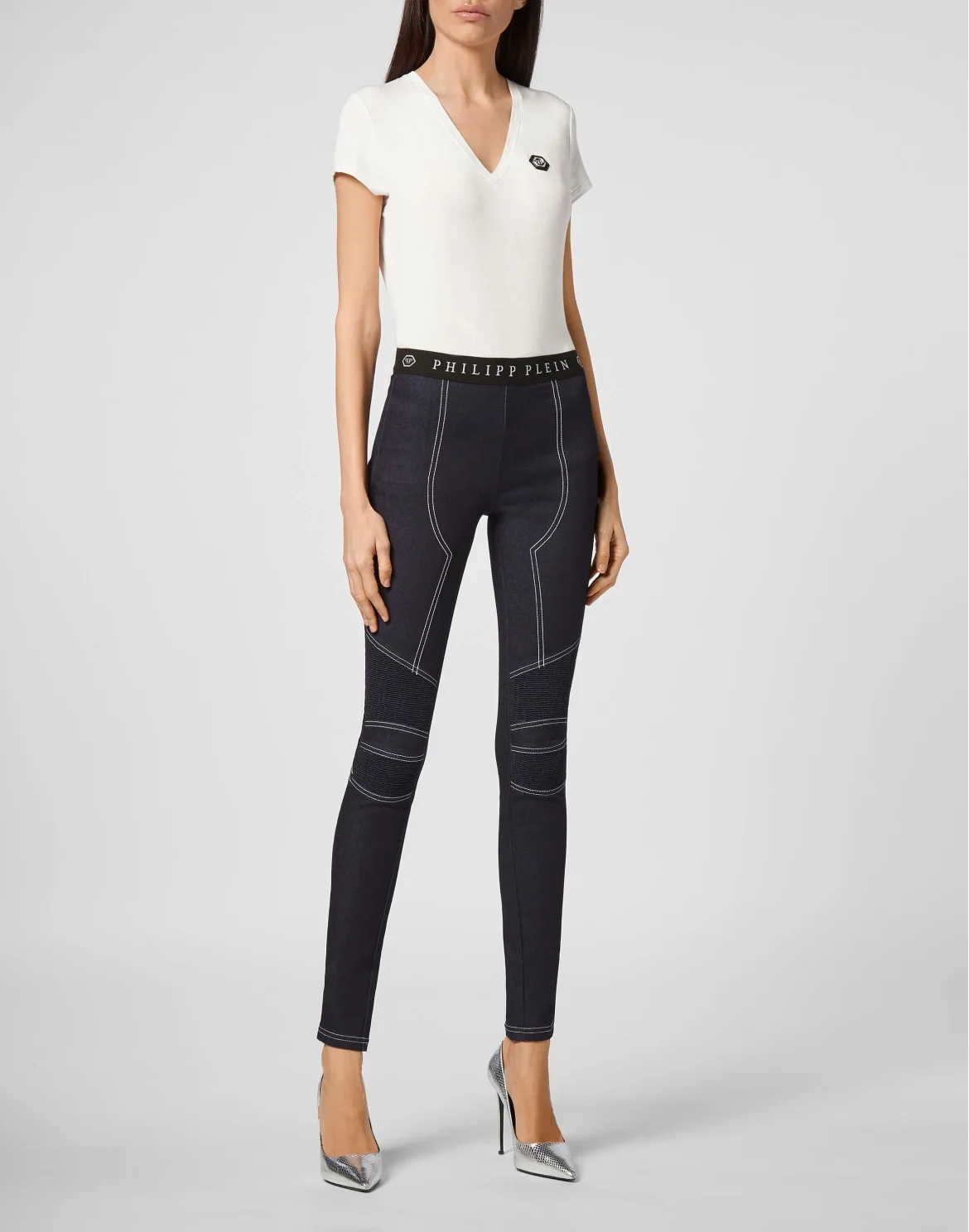 Denim Super High Waist Leggings Philipp Plein TM, цвет: Синий