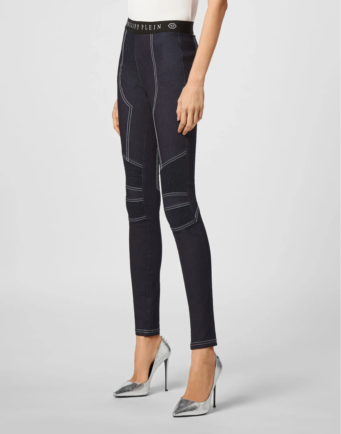 Denim Super High Waist Leggings Philipp Plein TM, цвет: Синий