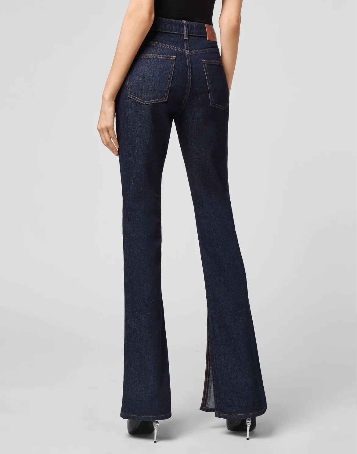 Denim Trousers Flare Fit Chains, цвет: Синий