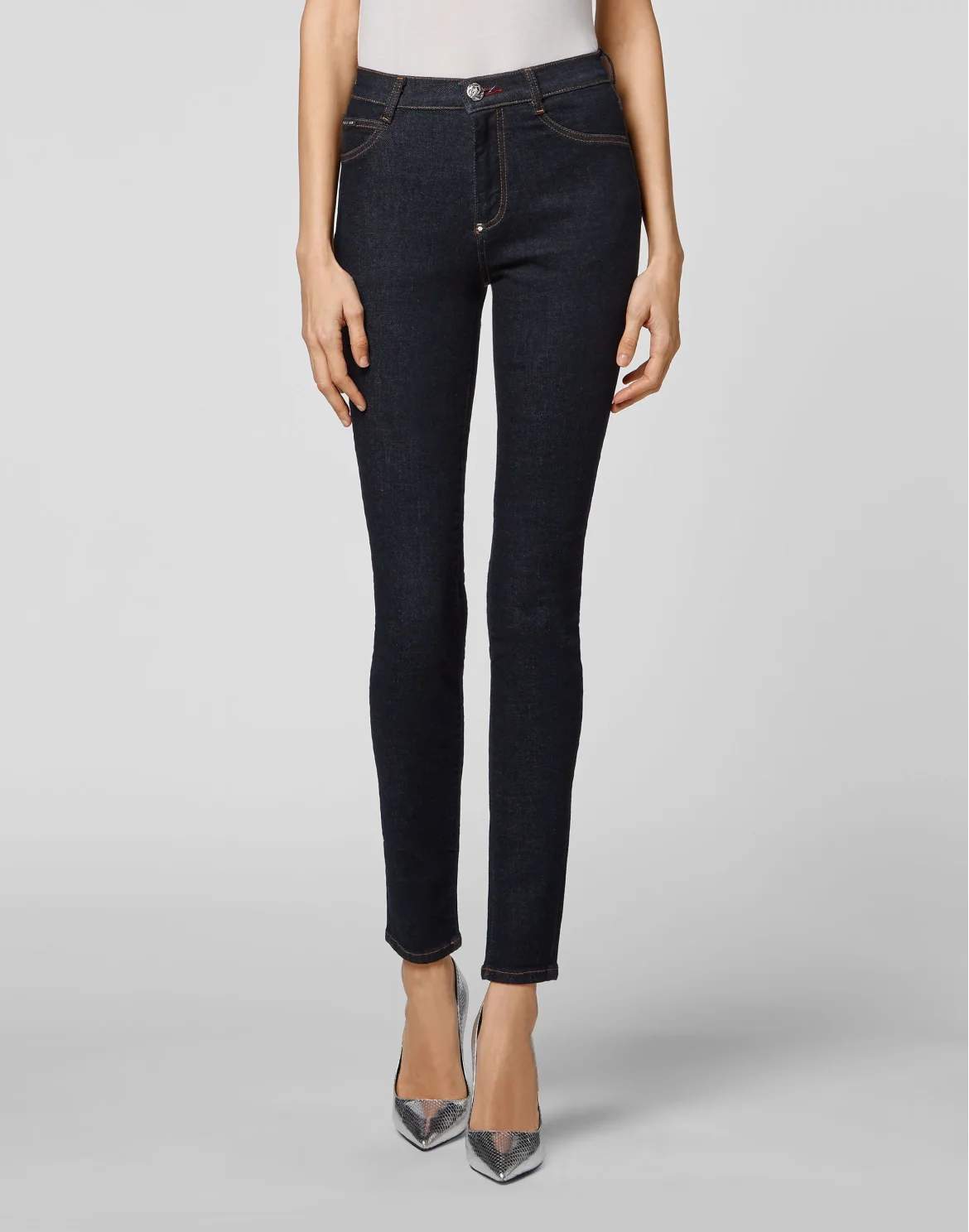 Denim High Waist Jegging Chains, цвет: Синий