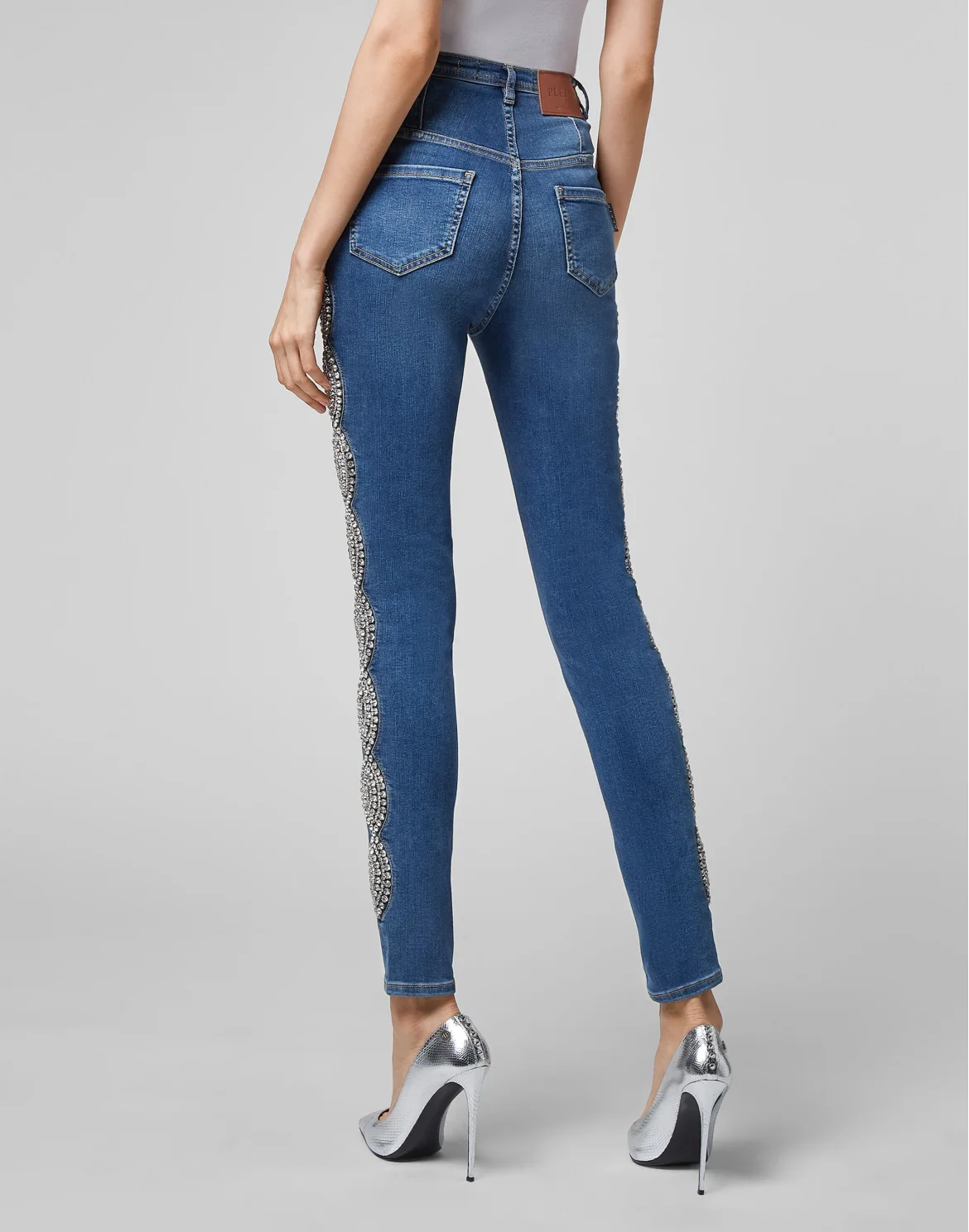 Denim Super High Waist Jegging Crystal Cable, цвет: Синий