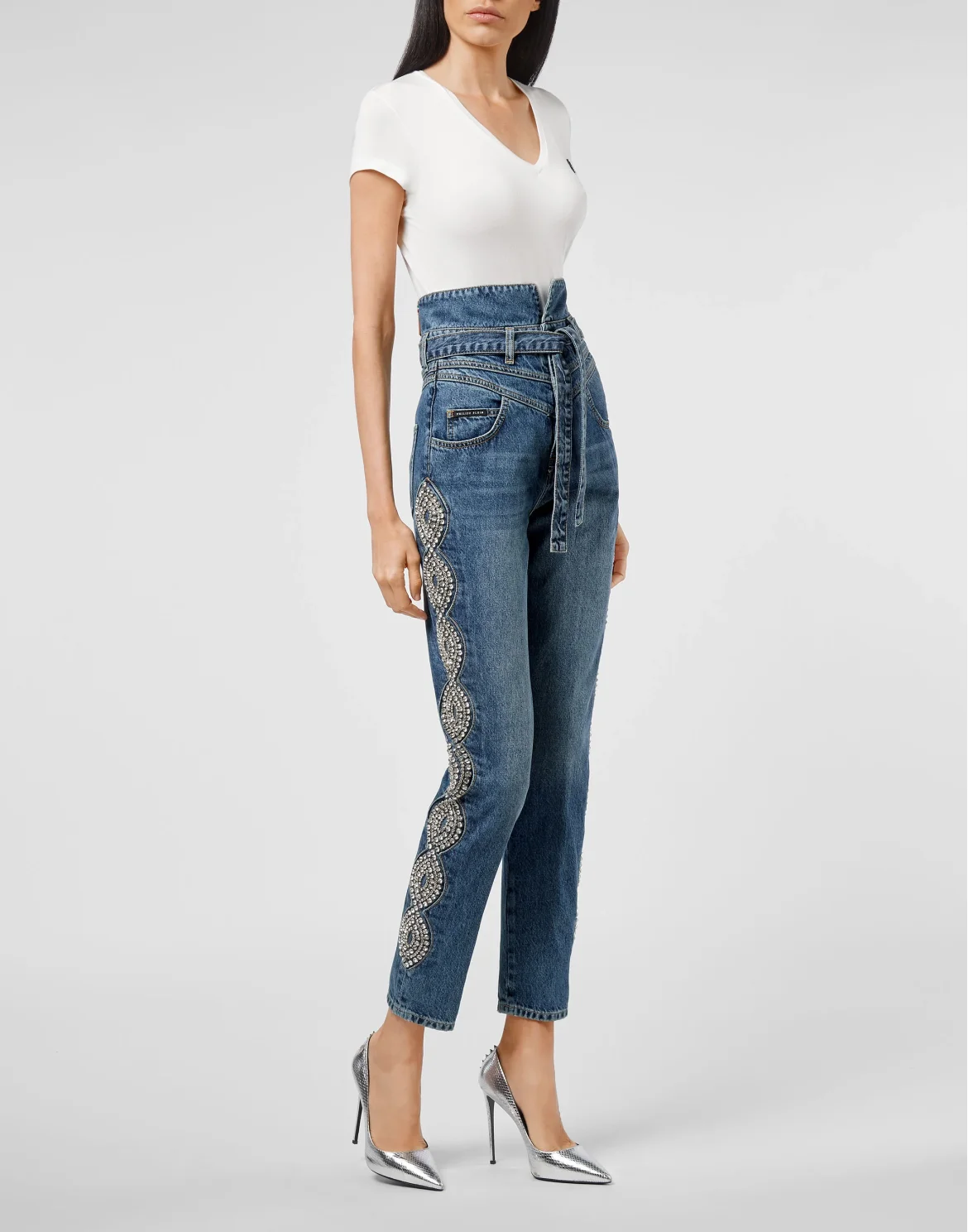 Denim Trousers Saint Tropez Fit Crystal Cable, цвет: Синий