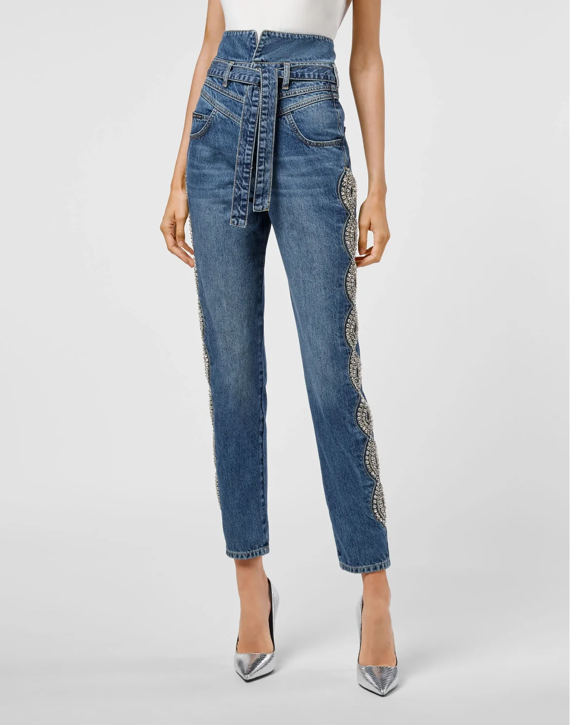 Denim Trousers Saint Tropez Fit Crystal Cable, цвет: Синий