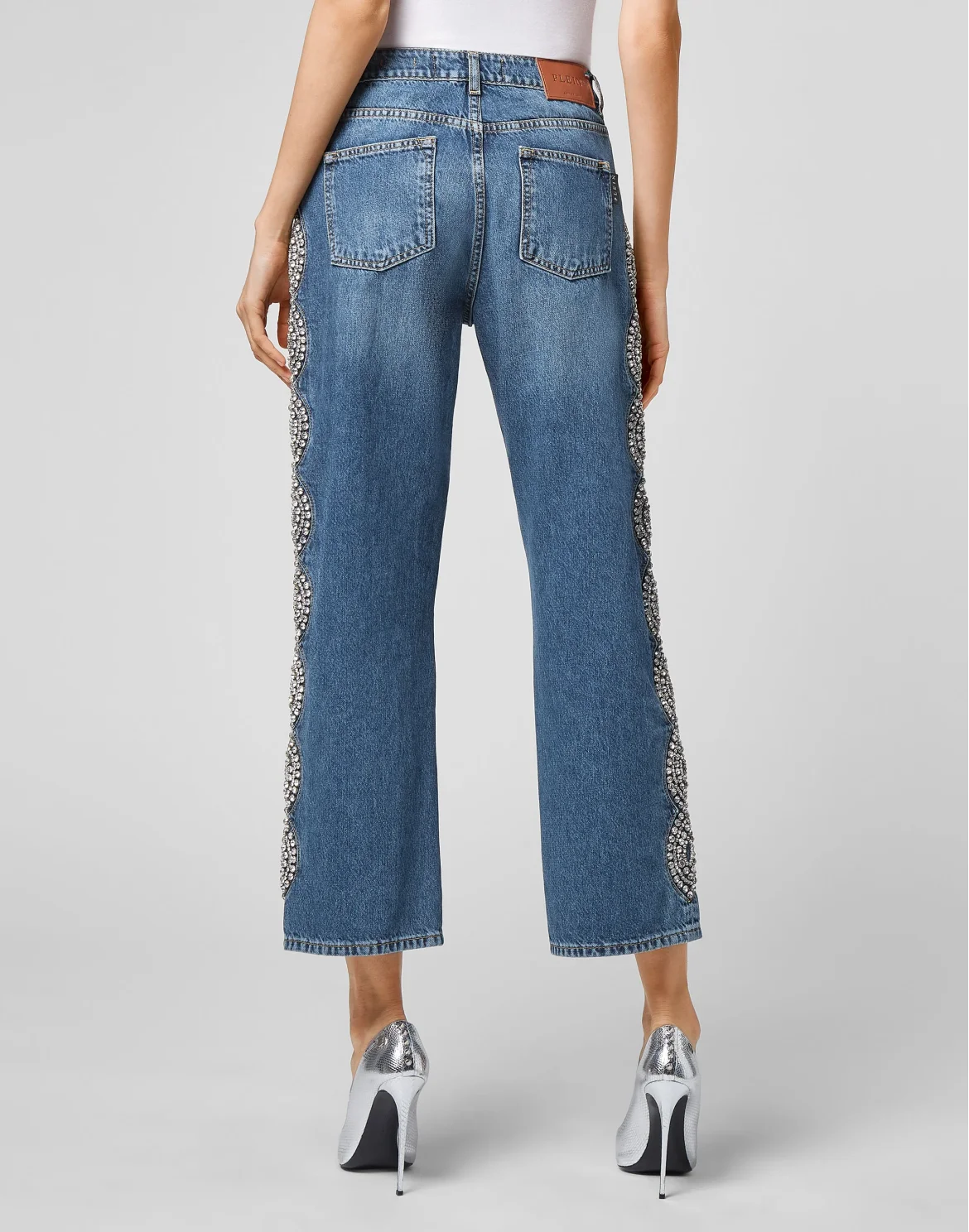 Denim Trousers Loose Fit Crystal Cable, цвет: Синий