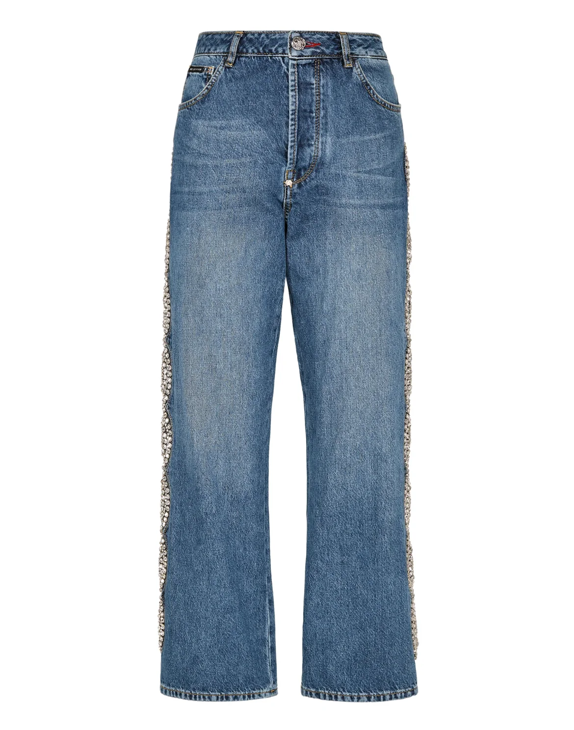 Denim Trousers Loose Fit Crystal Cable, цвет: Синий