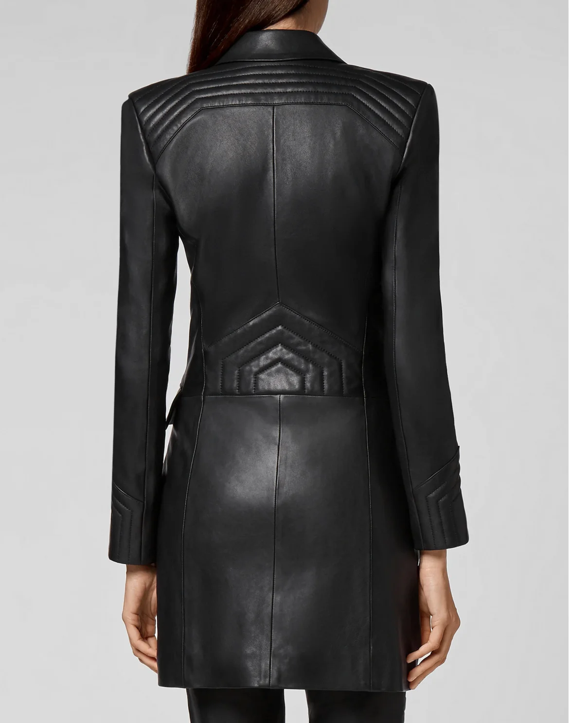 Lambskin Long Coat Iconic Plein, цвет: Черный