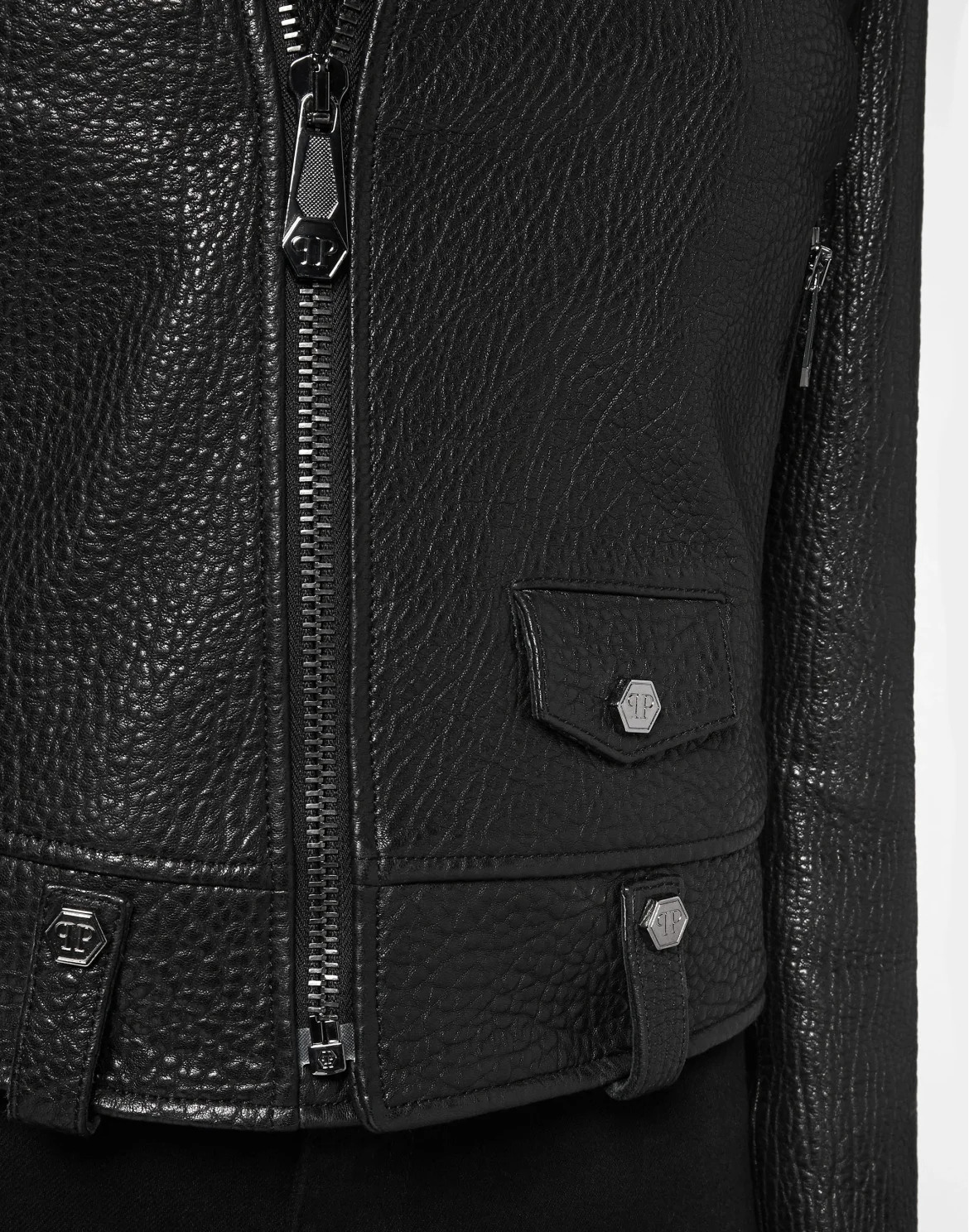 Leather Biker Iconic Plein, цвет: Черный