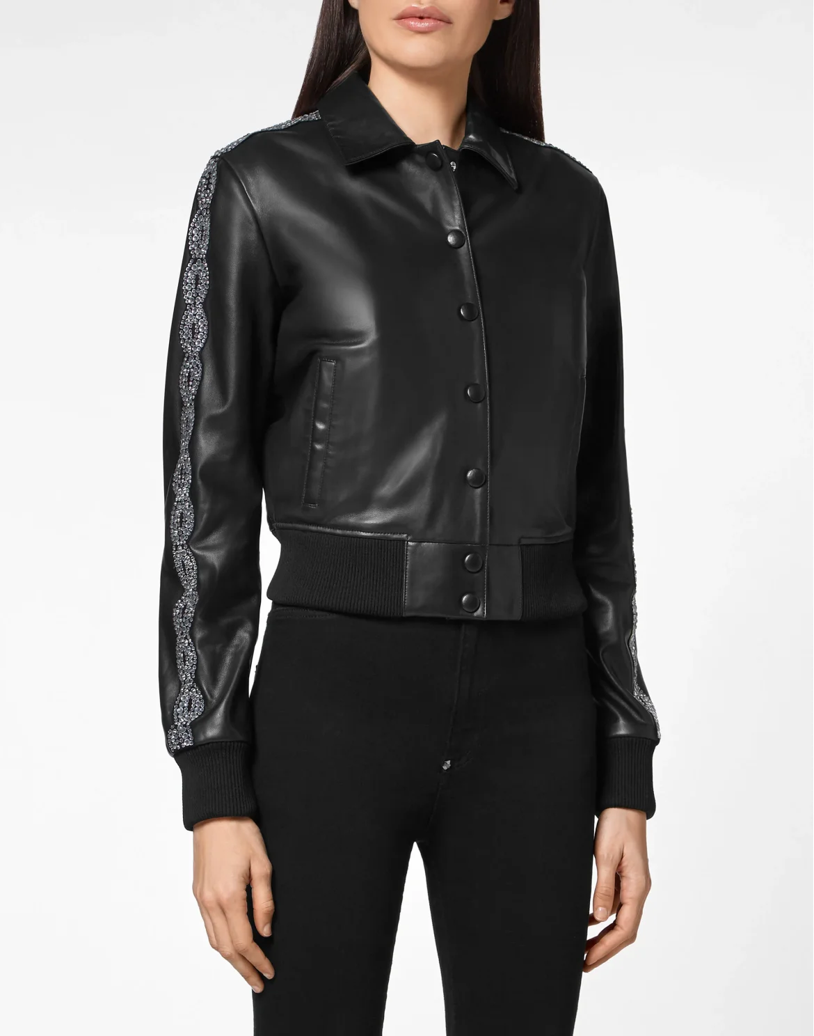 Leather Bomber  Crystal Cable, цвет: Черный