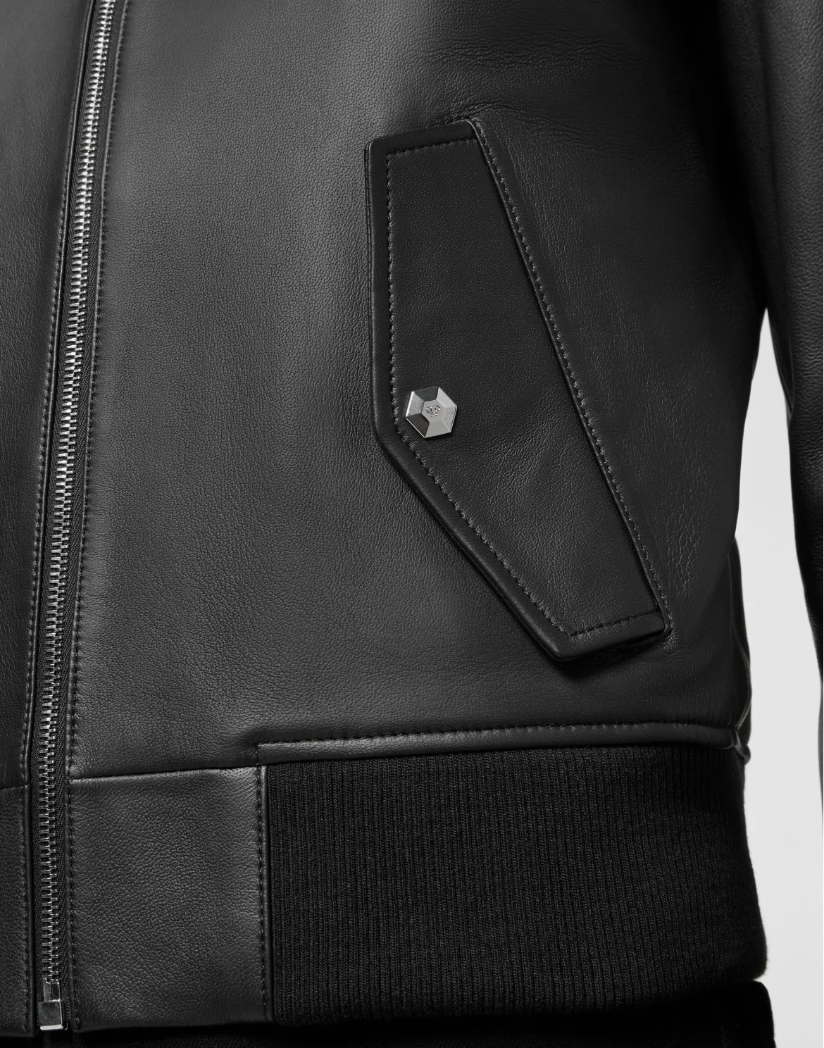 Bomber Leather Jacket, цвет: Черный