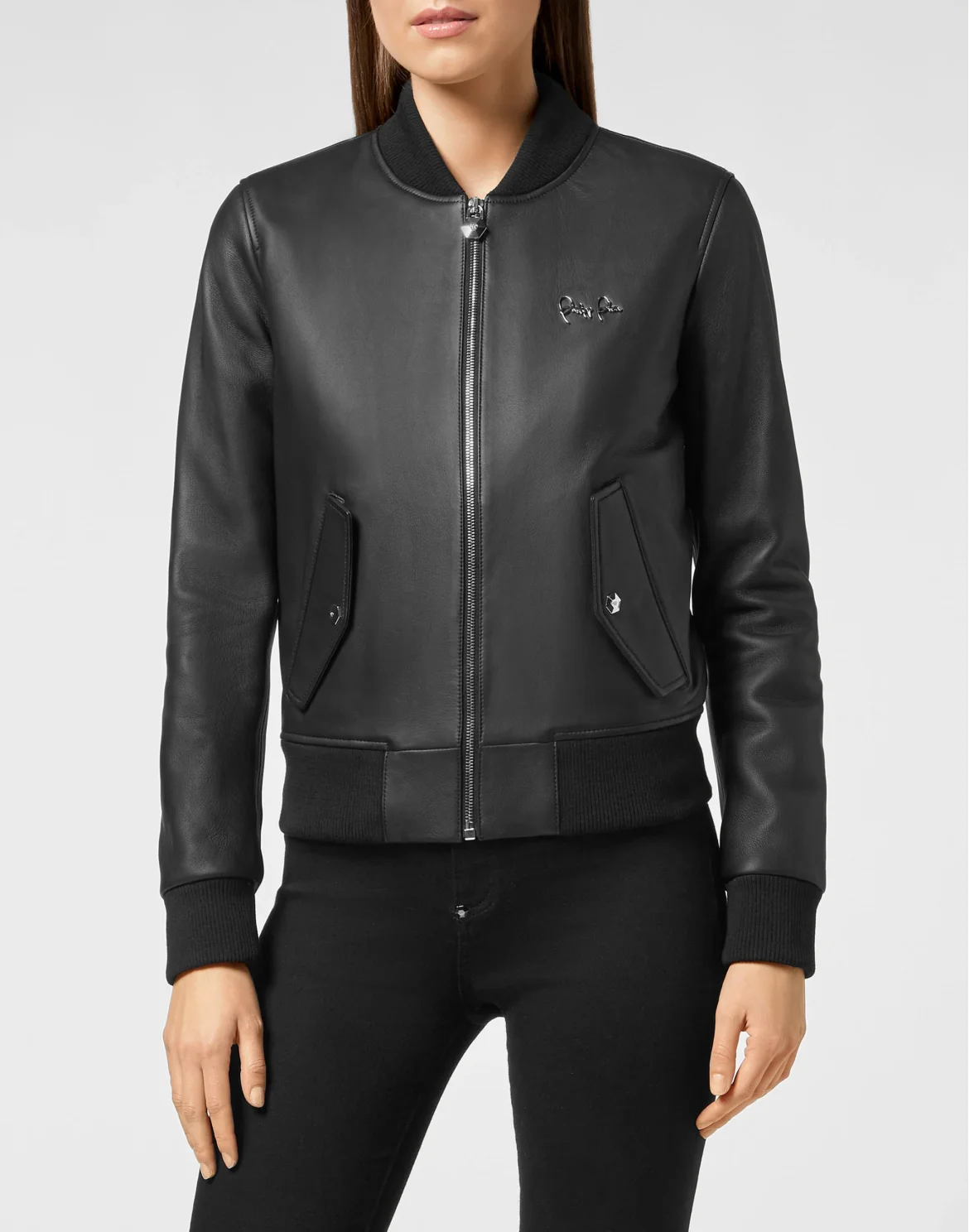 Bomber Leather Jacket, цвет: Черный