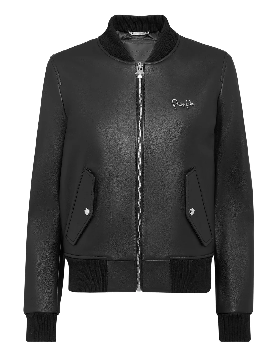 Bomber Leather Jacket, цвет: Черный