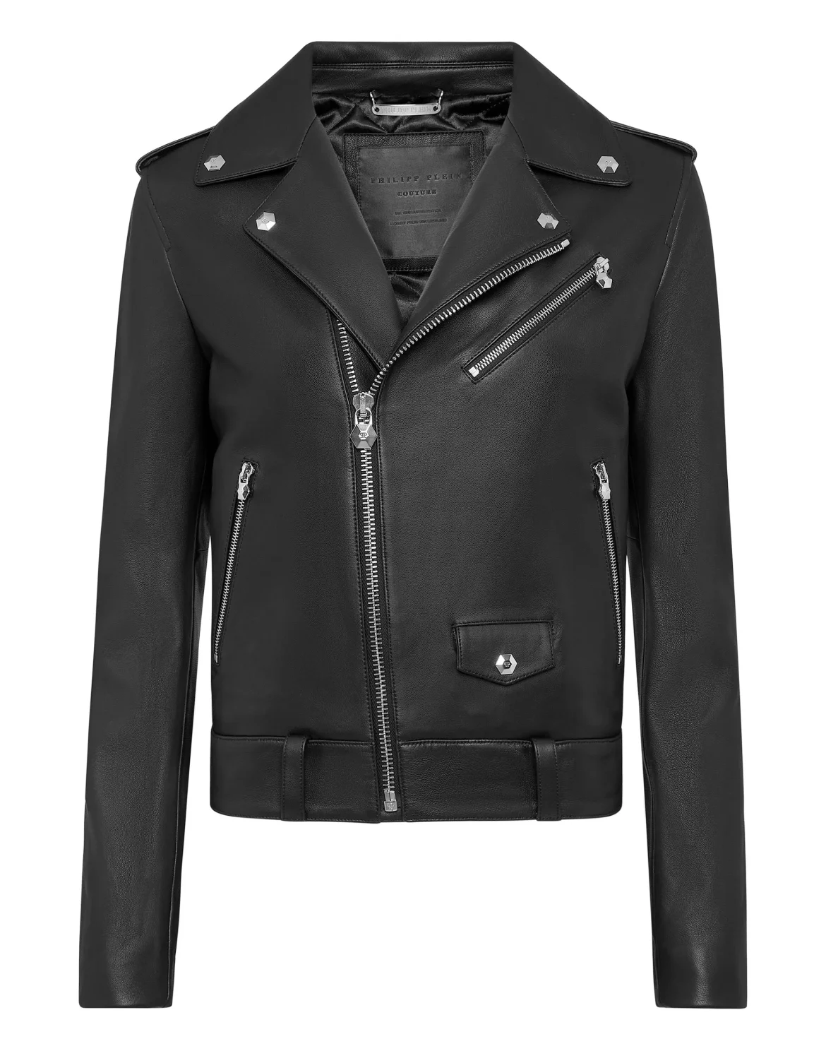 Biker Leather Jacket, цвет: Черный