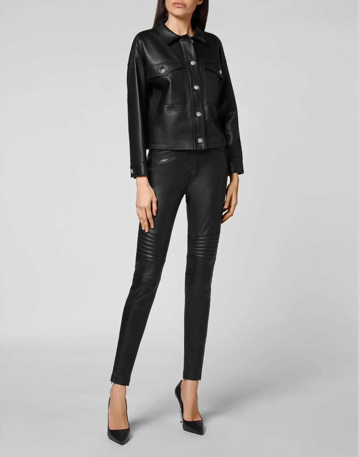 Soft Leather Shirt Crop, цвет: Черный