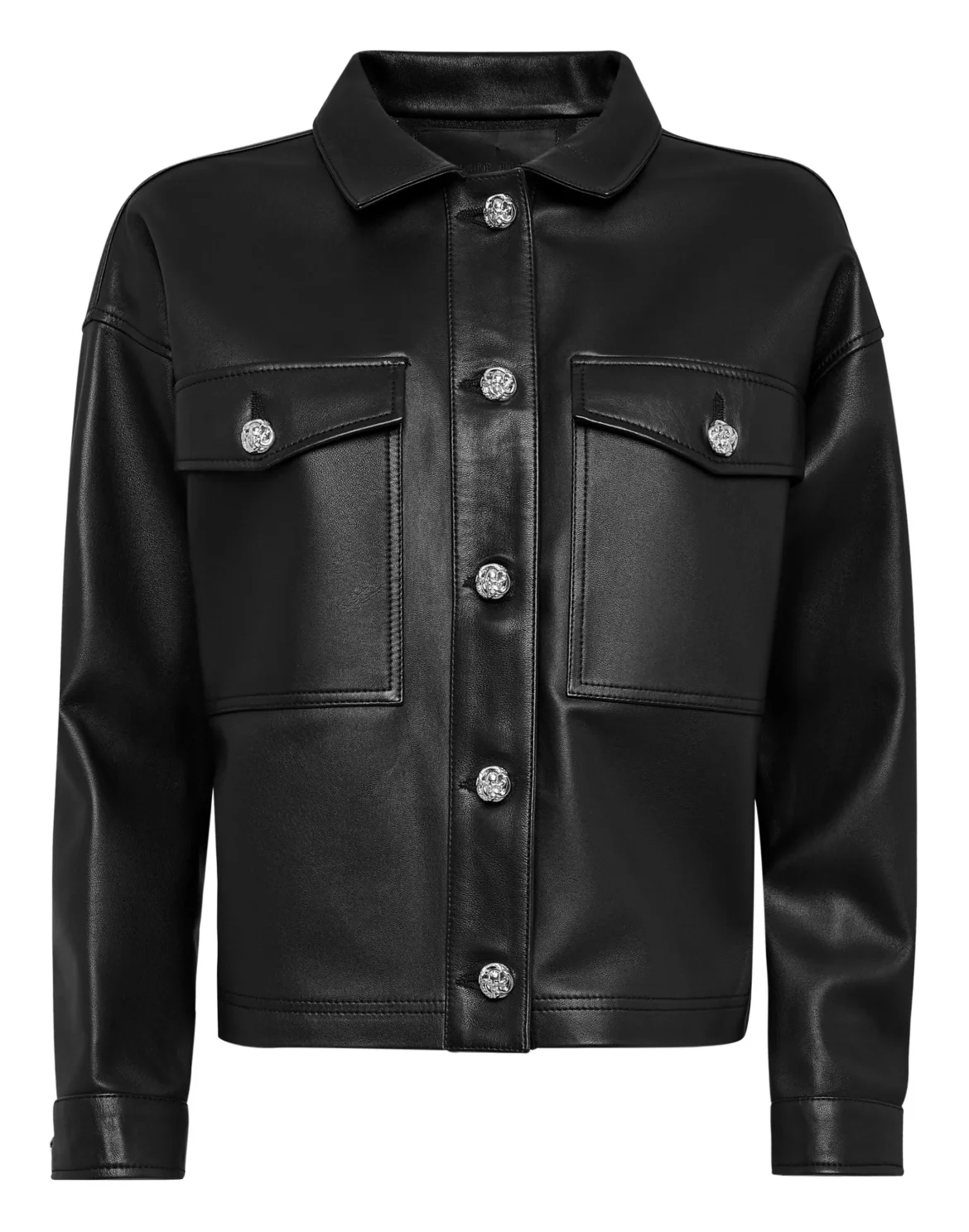 Soft Leather Shirt Crop, цвет: Черный
