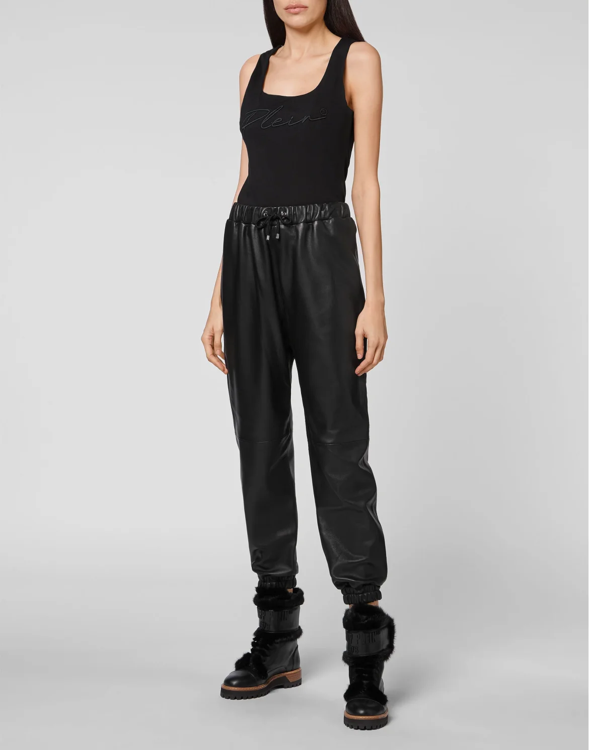 Soft Leather Jogging Trousers, цвет: Черный