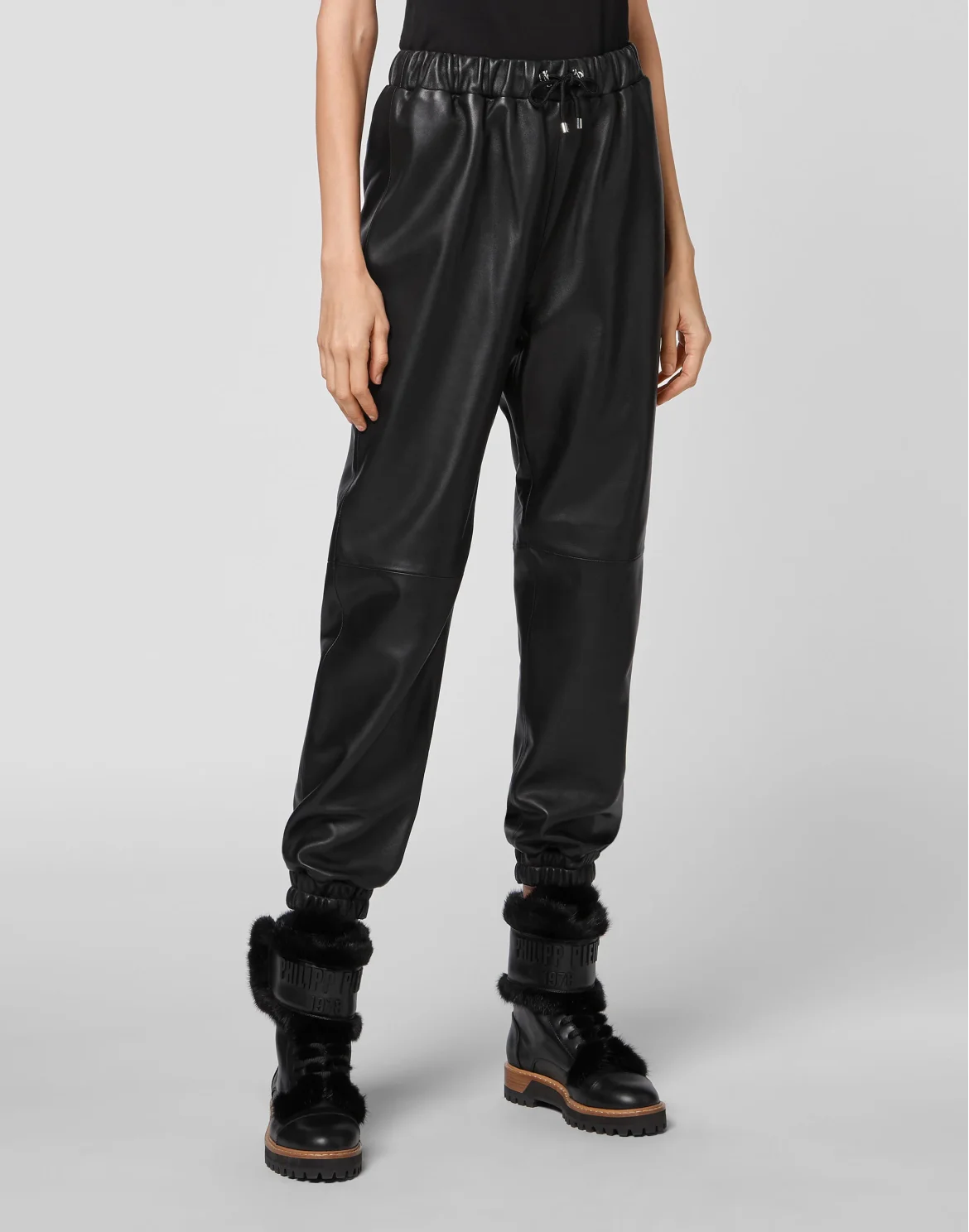Soft Leather Jogging Trousers, цвет: Черный