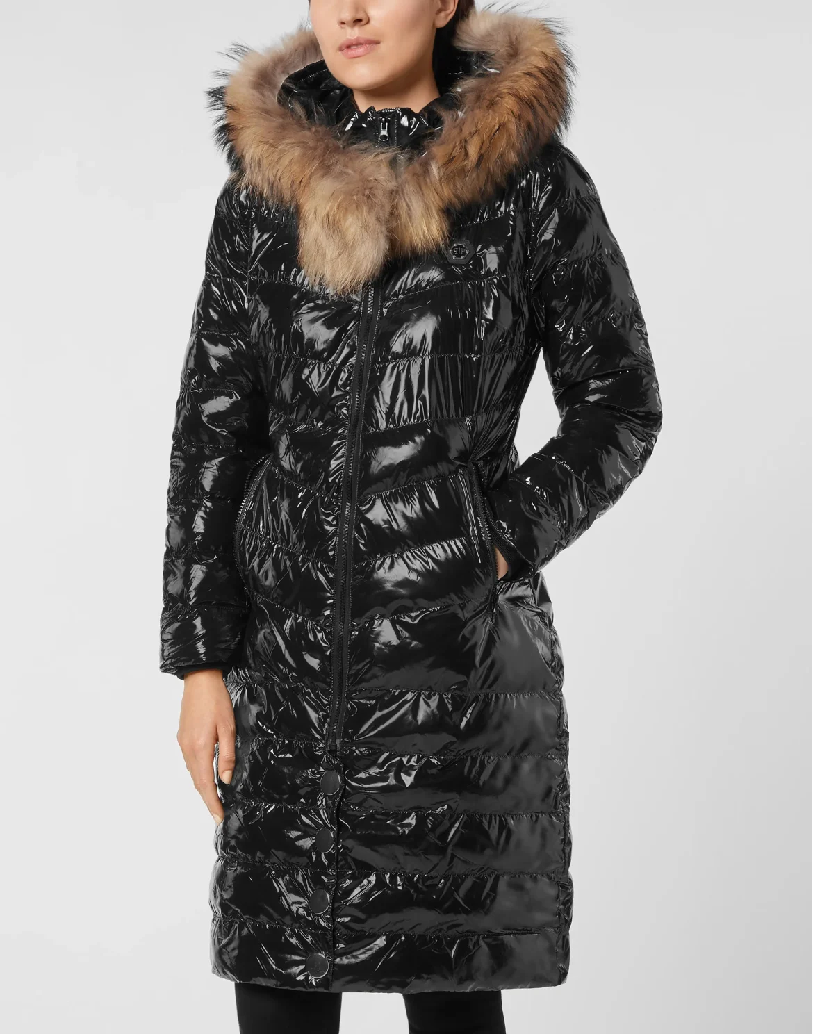 Nylon Long Down Jacket, цвет: Черный