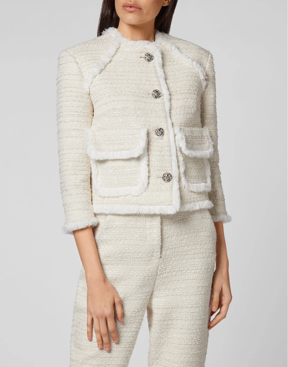 Bouclé Jacket Embroidery, цвет: Бежевый