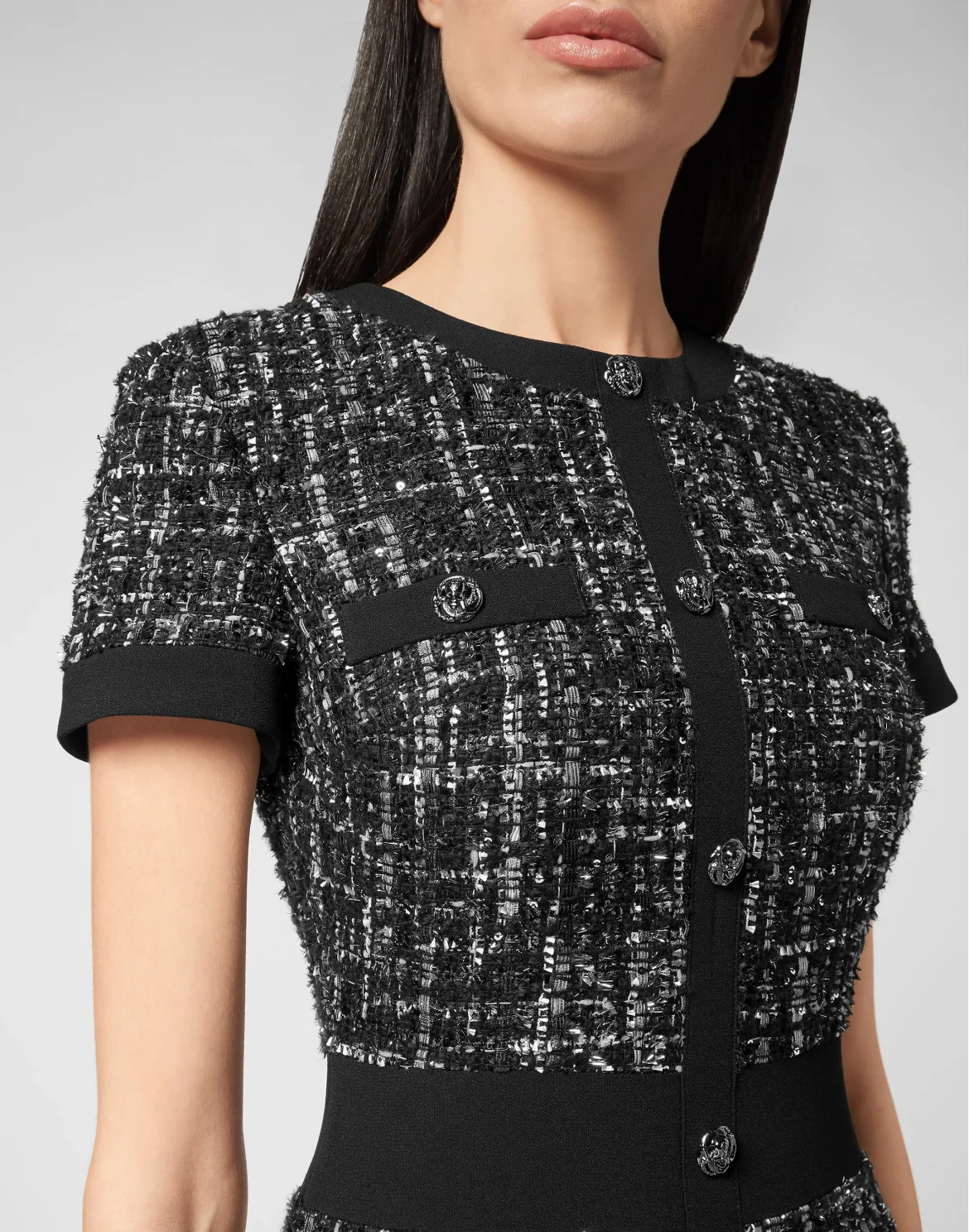 Bouclé Short Dress, цвет: Черный