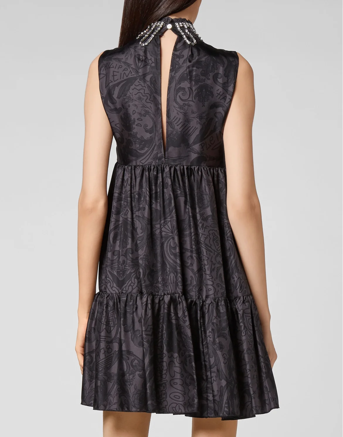 Silk Short Dress Crystal New Baroque, цвет: Черный