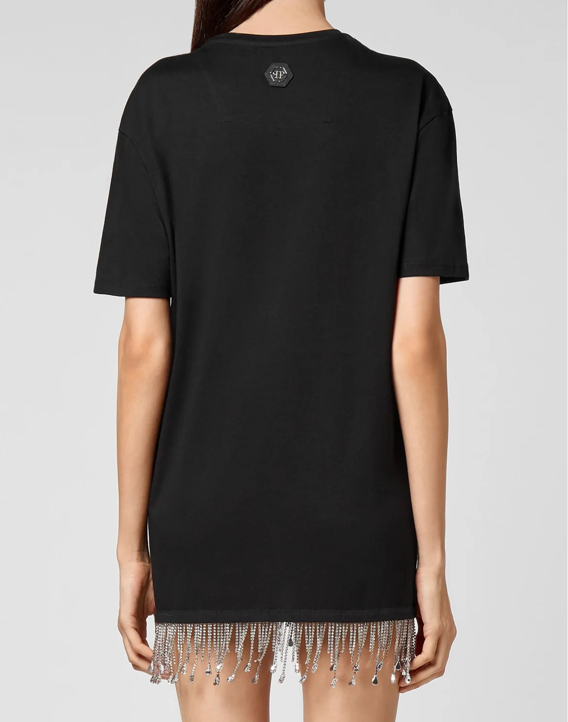 Leisurewear T-shirt Dress Crystal Fringe Embroidered Signature, цвет: Черный