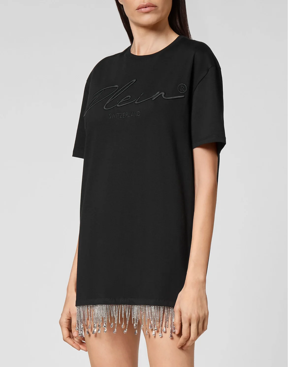 Leisurewear T-shirt Dress Crystal Fringe Embroidered Signature, цвет: Черный