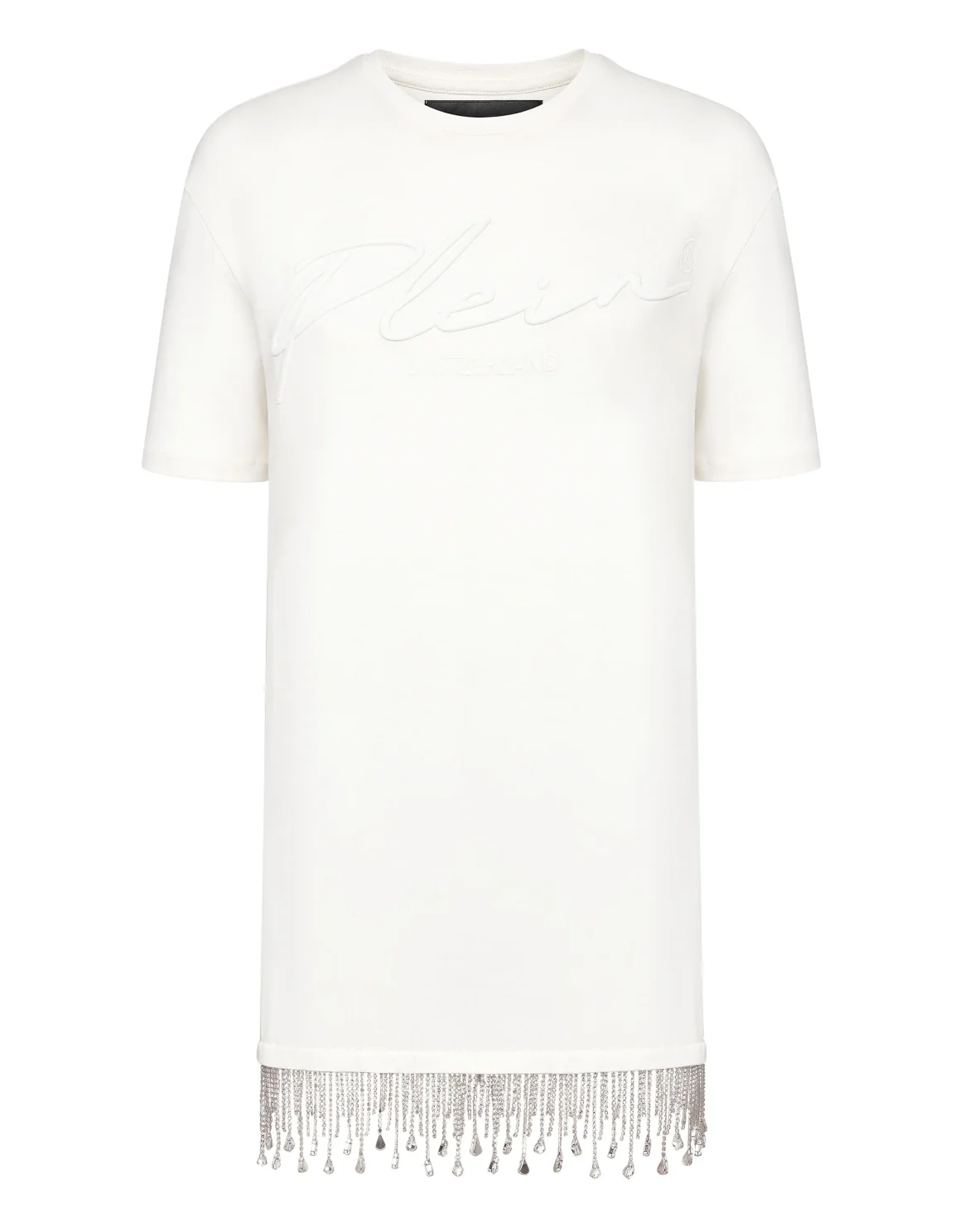 Leisurewear T-shirt Dress Crystal Fringe Embroidered Signature, цвет: Бежевый