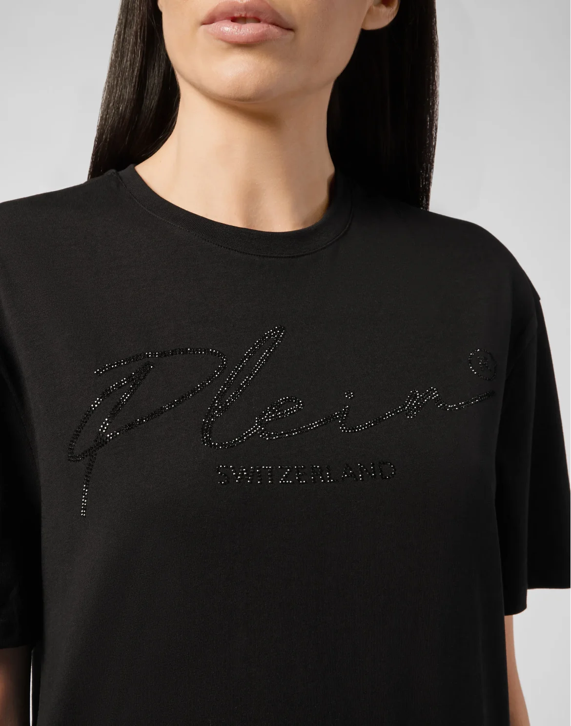 T-shirt Round Neck SS Crystal Signature, цвет: Черный