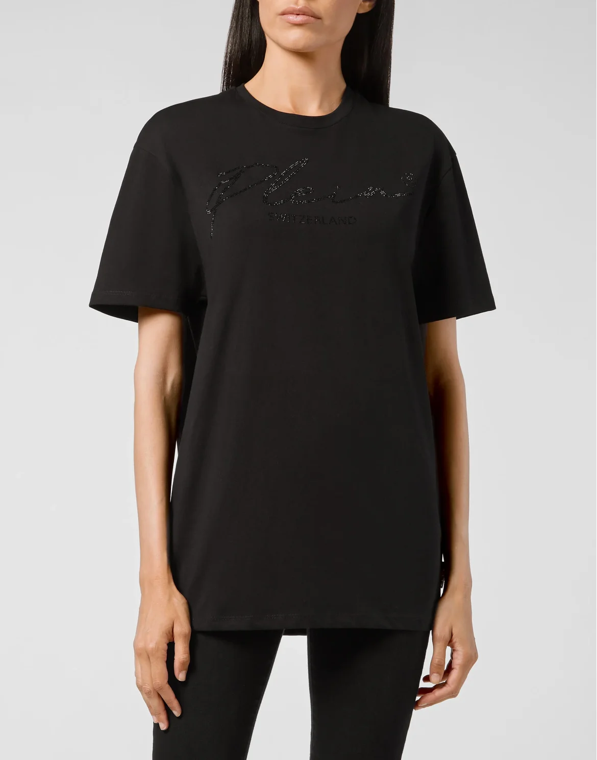T-shirt Round Neck SS Crystal Signature, цвет: Черный
