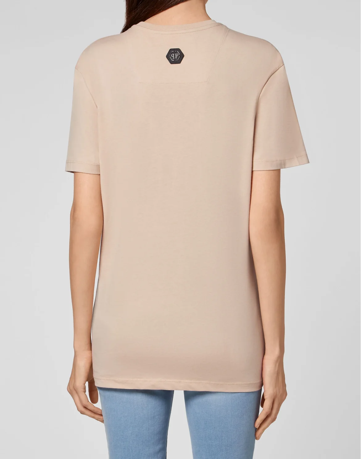 T-shirt Round Neck SS Crystal Signature, цвет: Бежевый
