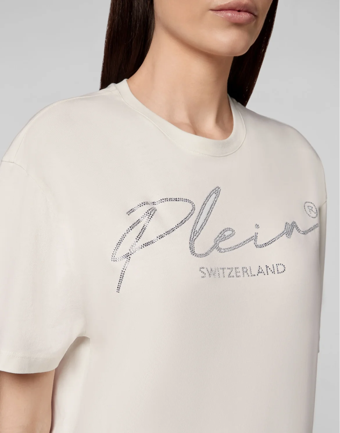 T-shirt Round Neck SS Crystal Signature, цвет: Бежевый