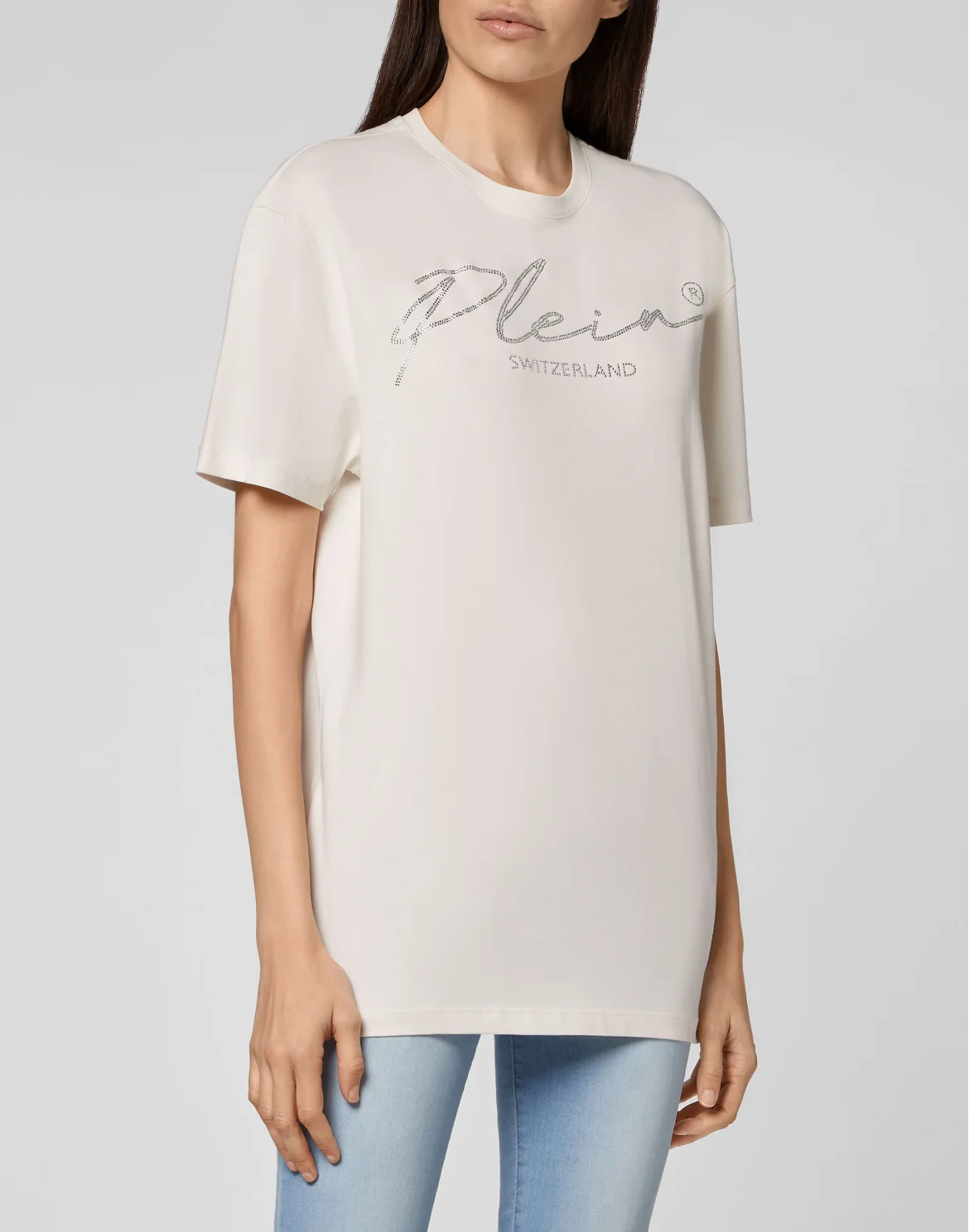 T-shirt Round Neck SS Crystal Signature, цвет: Бежевый