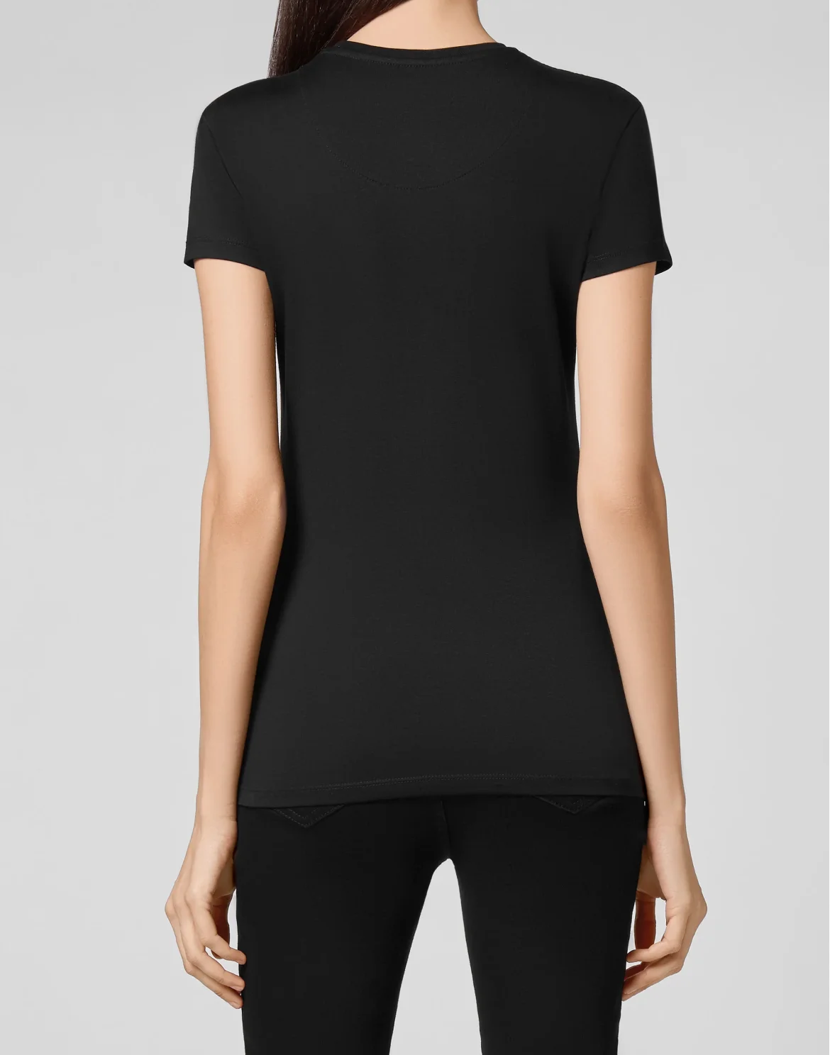 Satin T-shirt Round Neck SS Embroidery Signature, цвет: Черный
