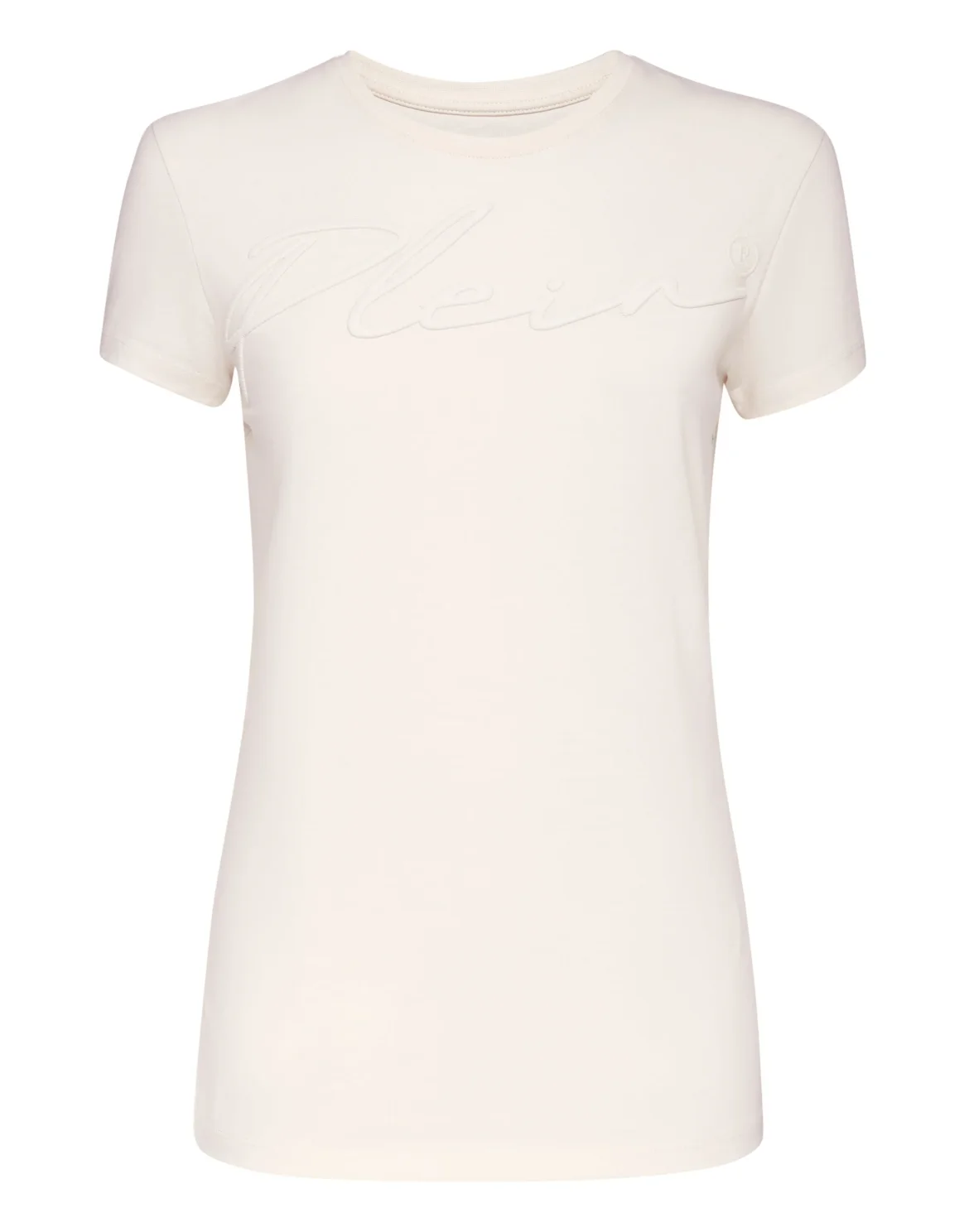 Satin T-shirt Round Neck SS Embroidery Signature, цвет: Бежевый