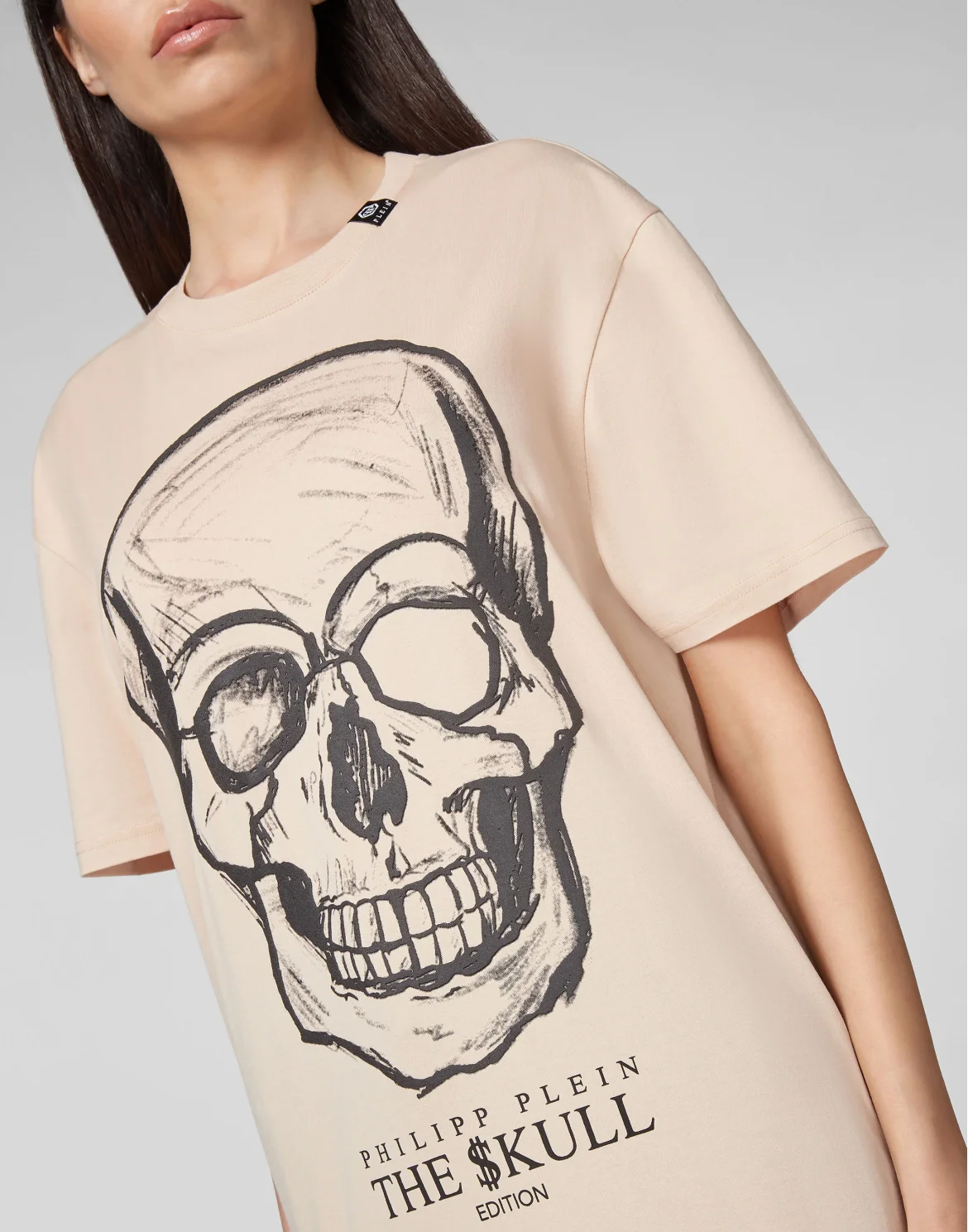T-shirt Round Neck SS print Skull, цвет: Бежевый