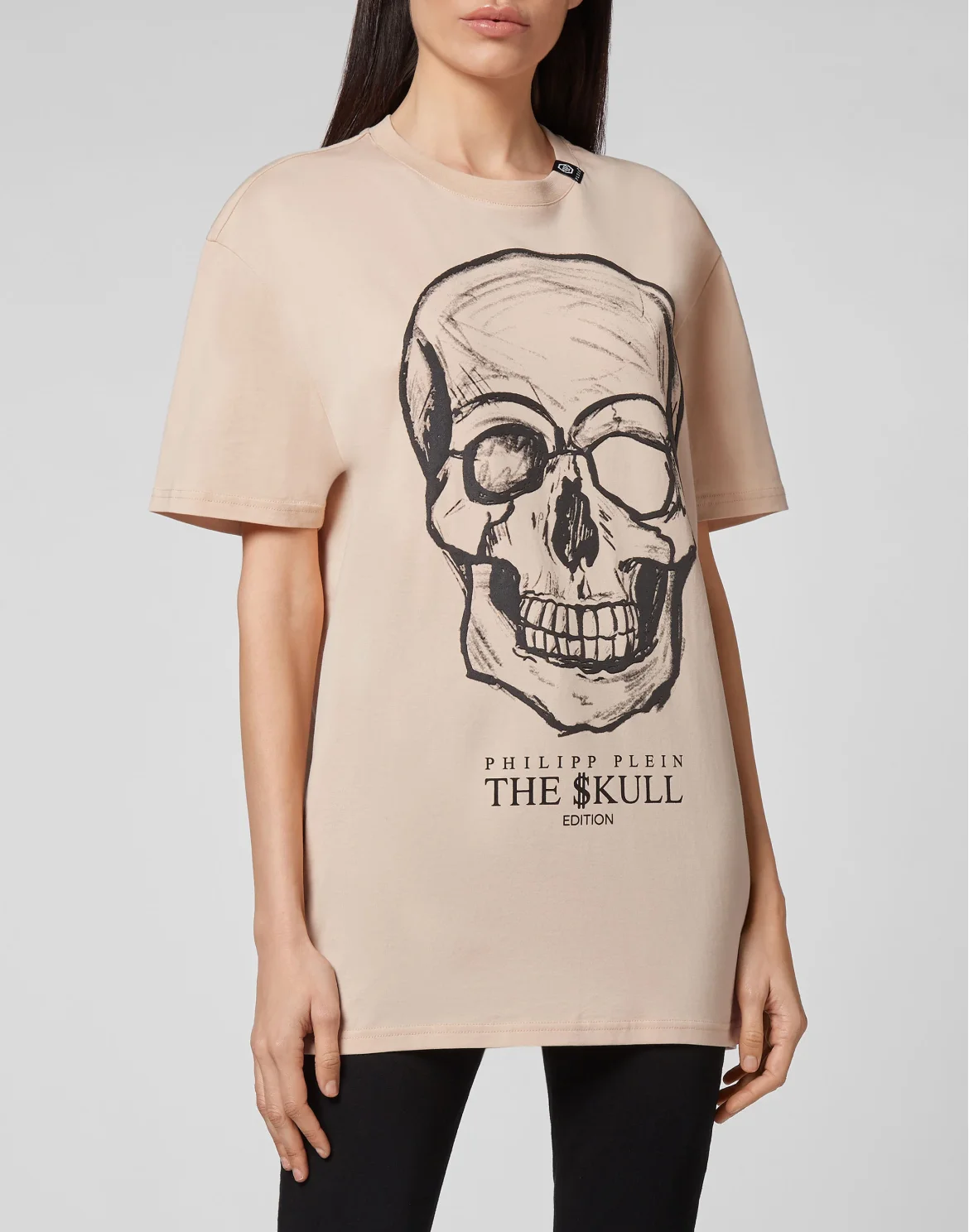 T-shirt Round Neck SS print Skull, цвет: Бежевый