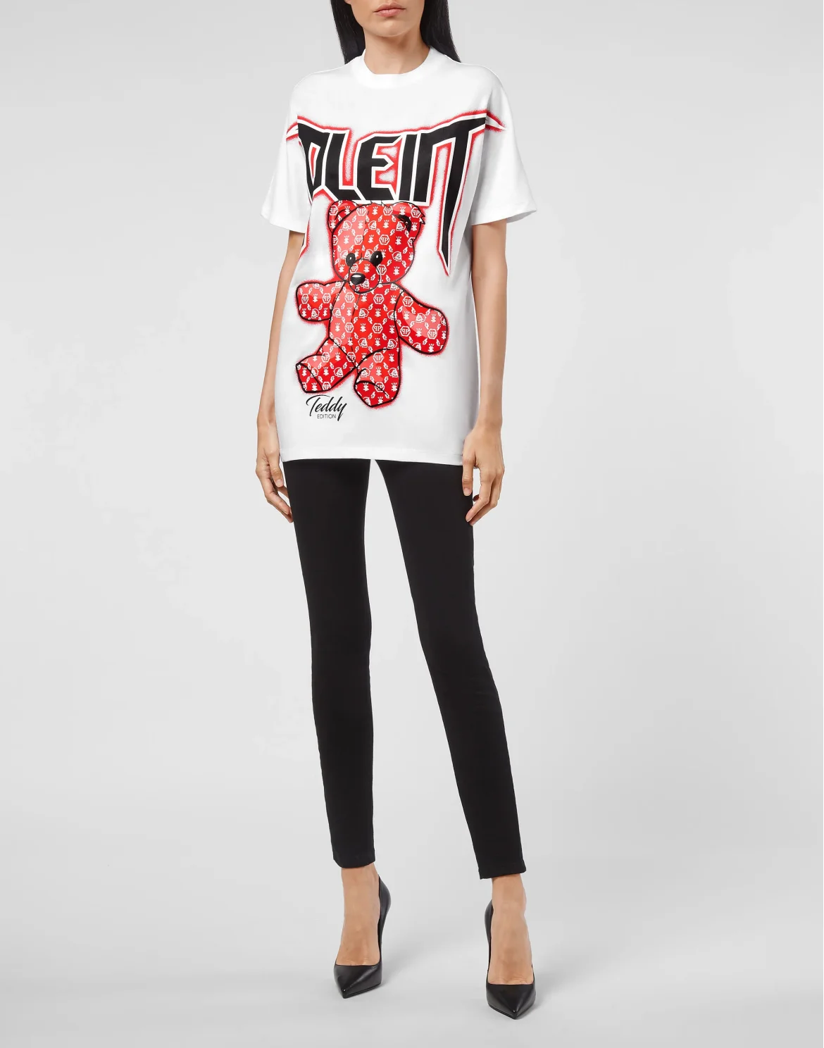 T-shirt Round Neck SS Spray Effect Print Teddy Bear, цвет: Белый