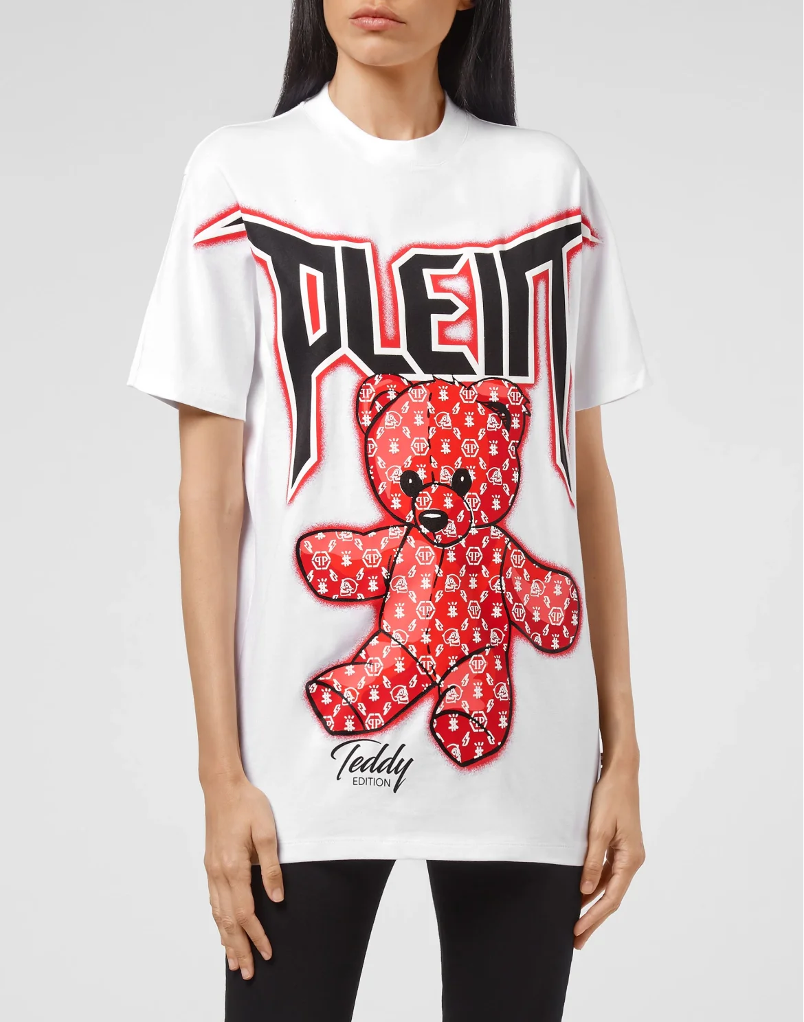 T-shirt Round Neck SS Spray Effect Print Teddy Bear, цвет: Белый